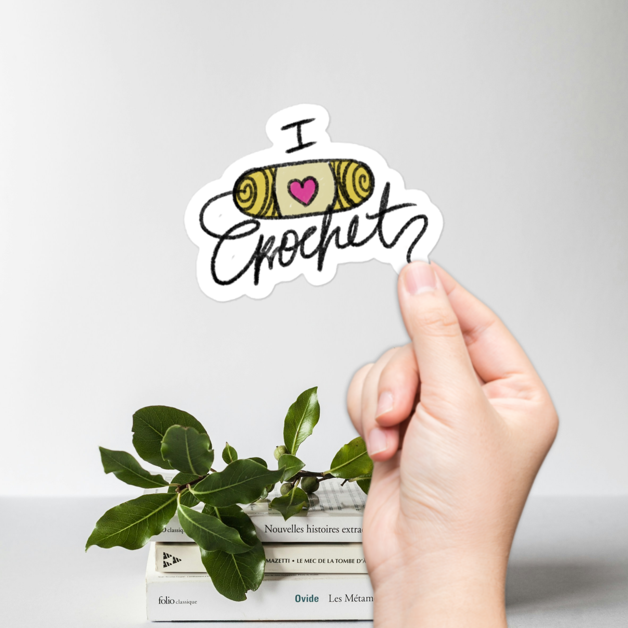 Yellow "I Love Crochet" - Sticker