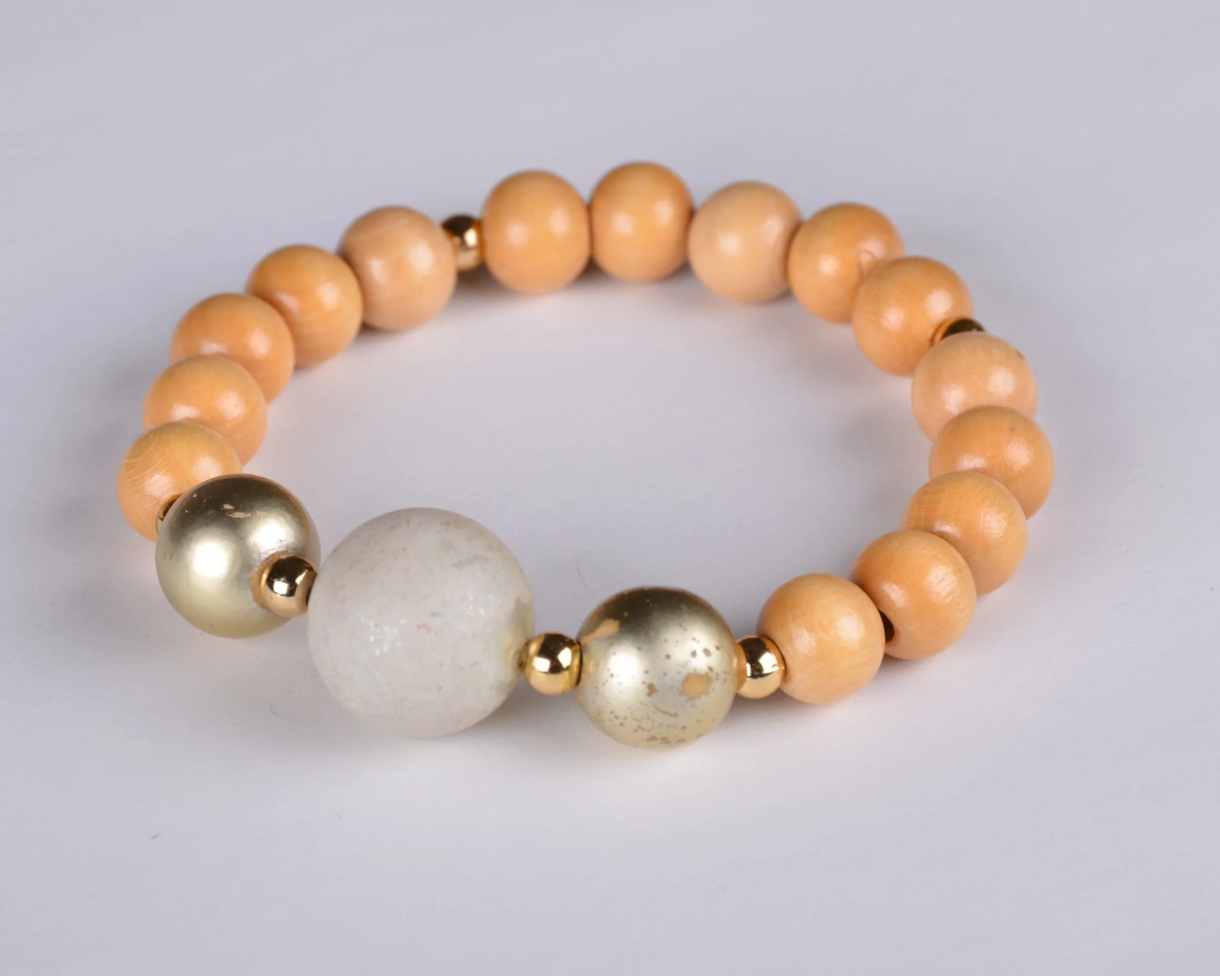 Wood Bead with Hand Painted Bead Bracelet