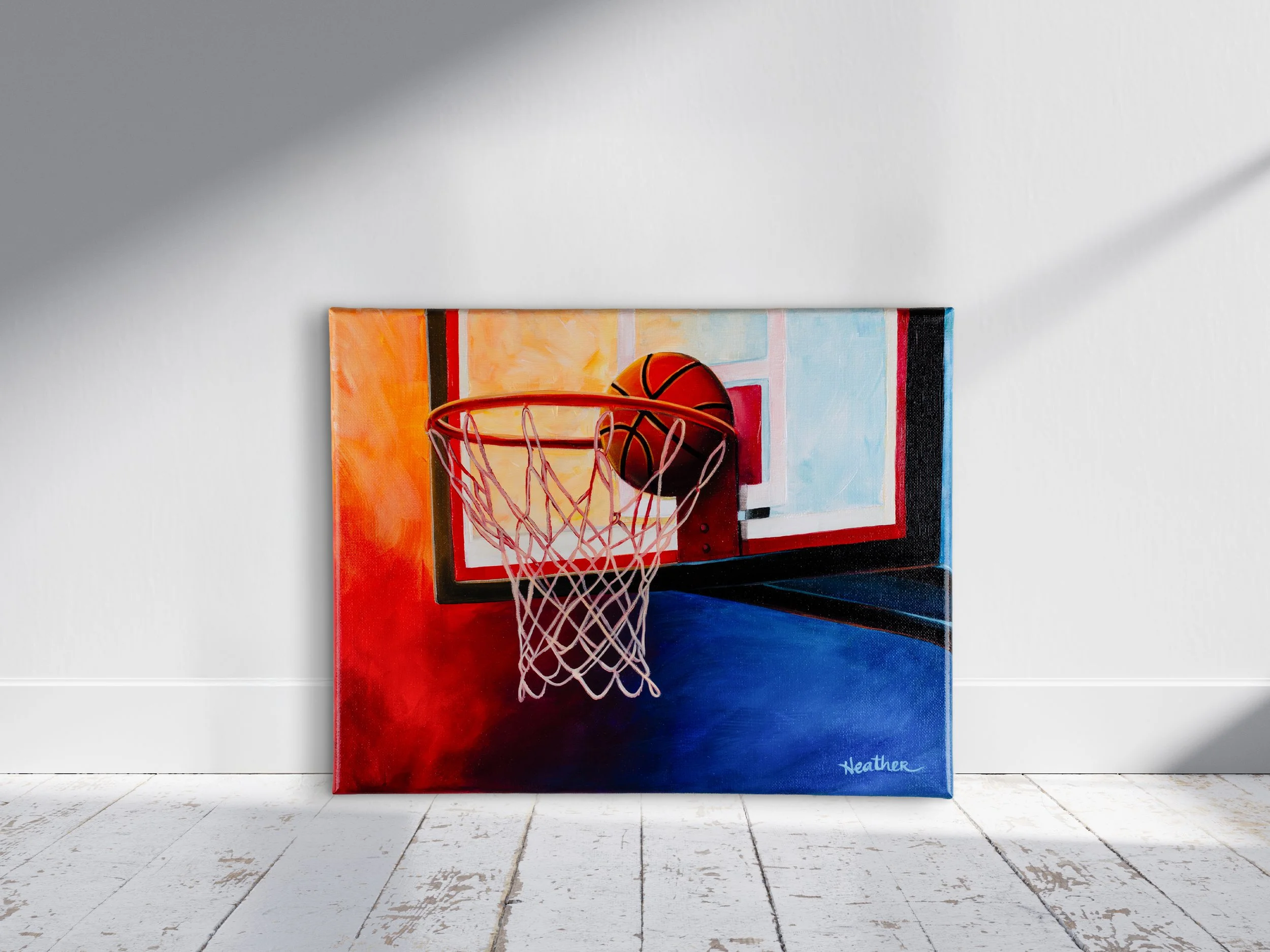 'Basketball Hoop' Original 11x14 Acrylic Painting