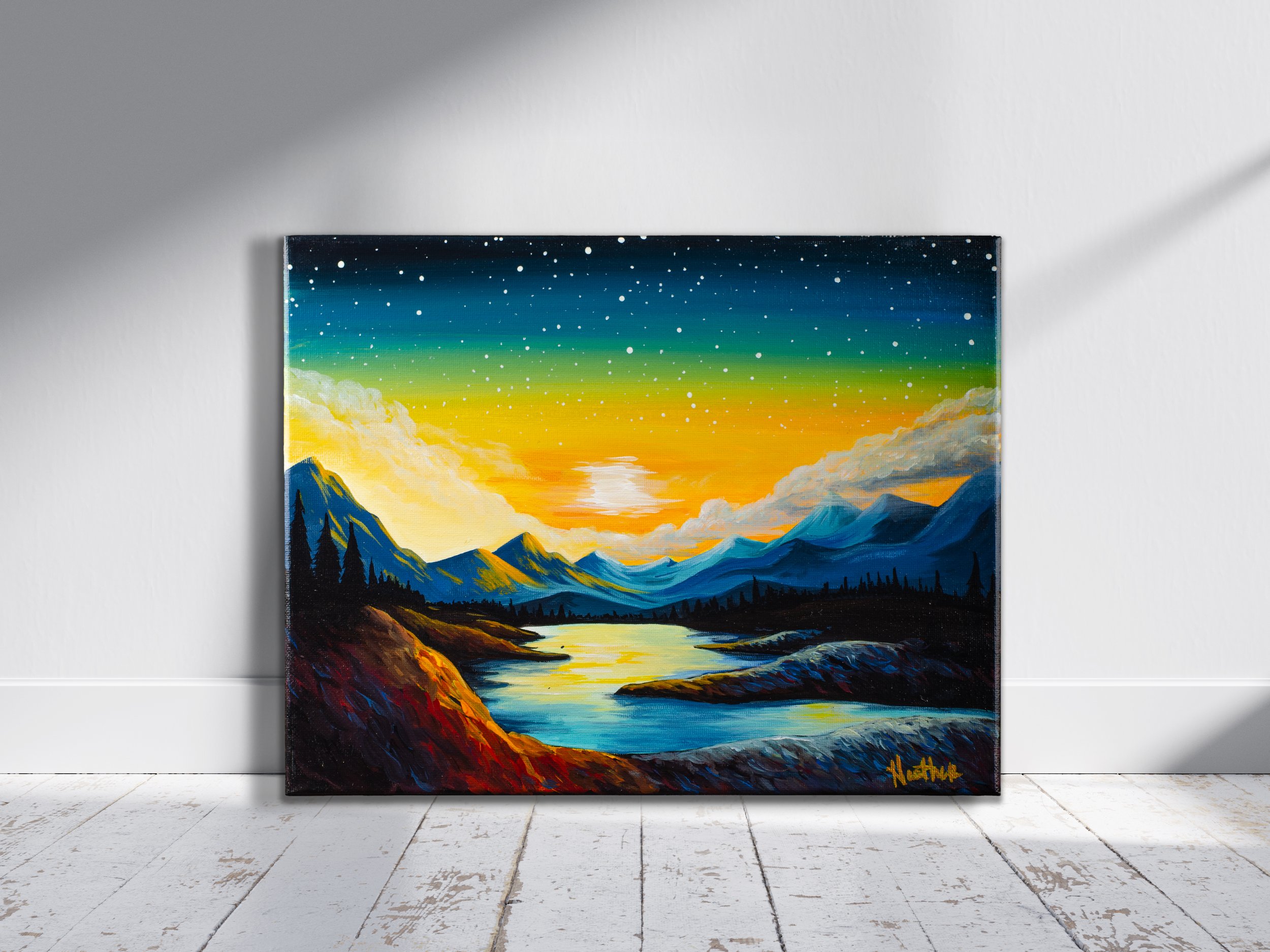 "Mountain Sunset" (Original Acrylic Painting 11x14)