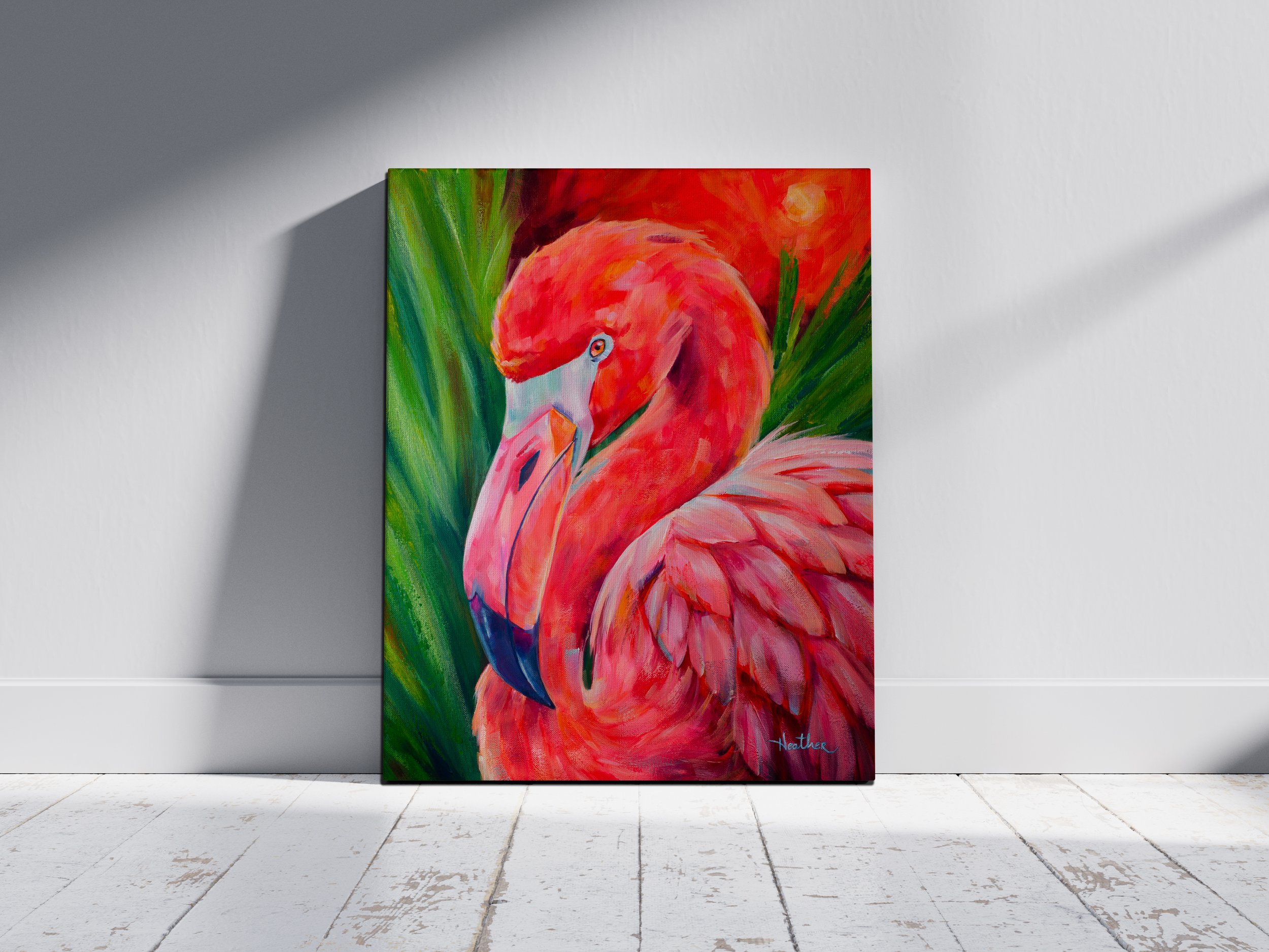 "Flamingo Sunset" (Original Acrylic Painting 16x20)