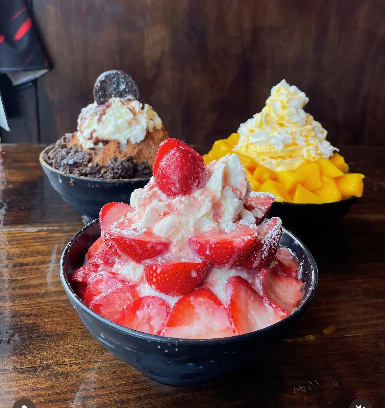 Bing su and Asian inspired dessert with fresh fruits