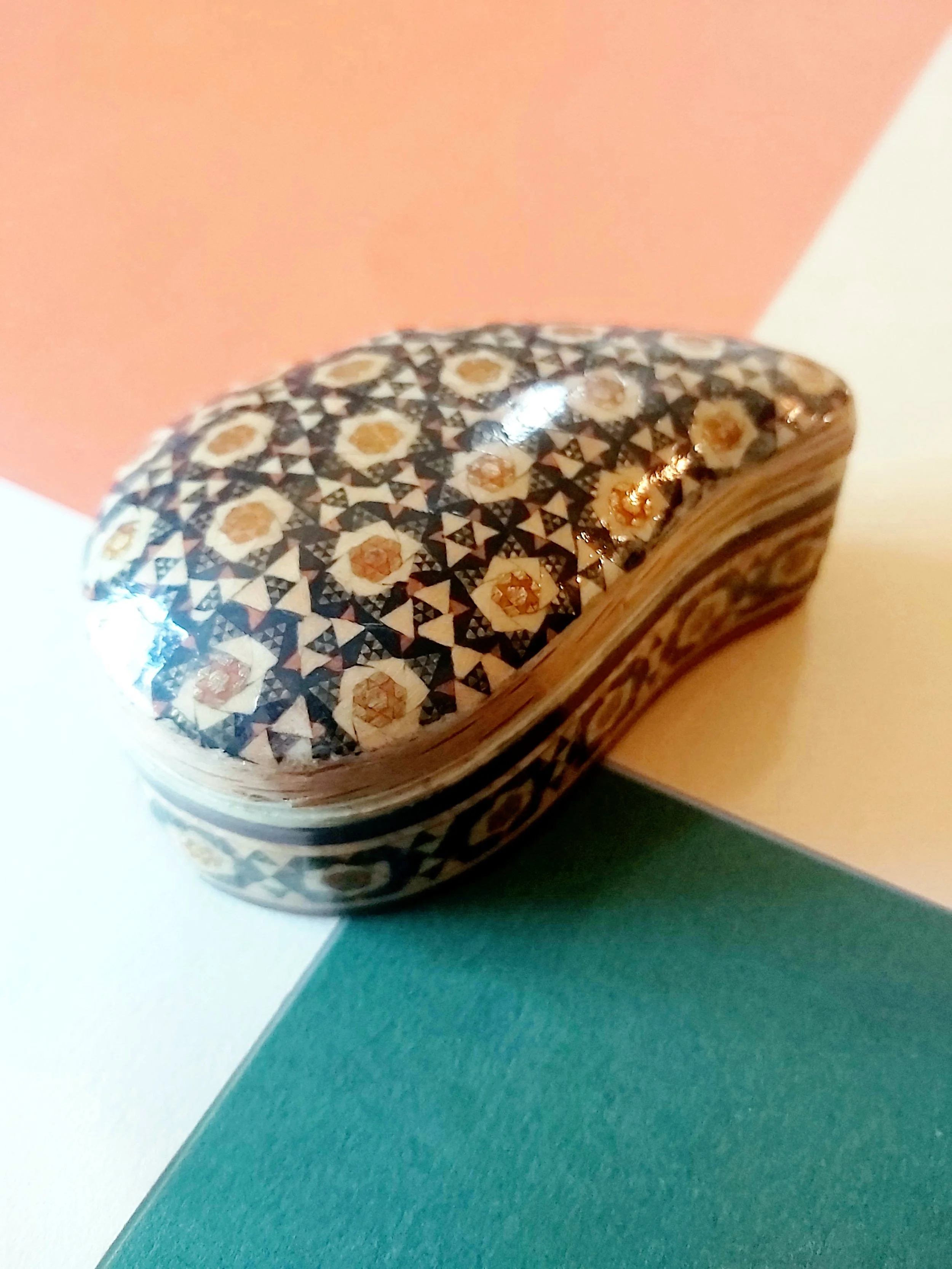 Persian Khatamkari Teardrop shaped box