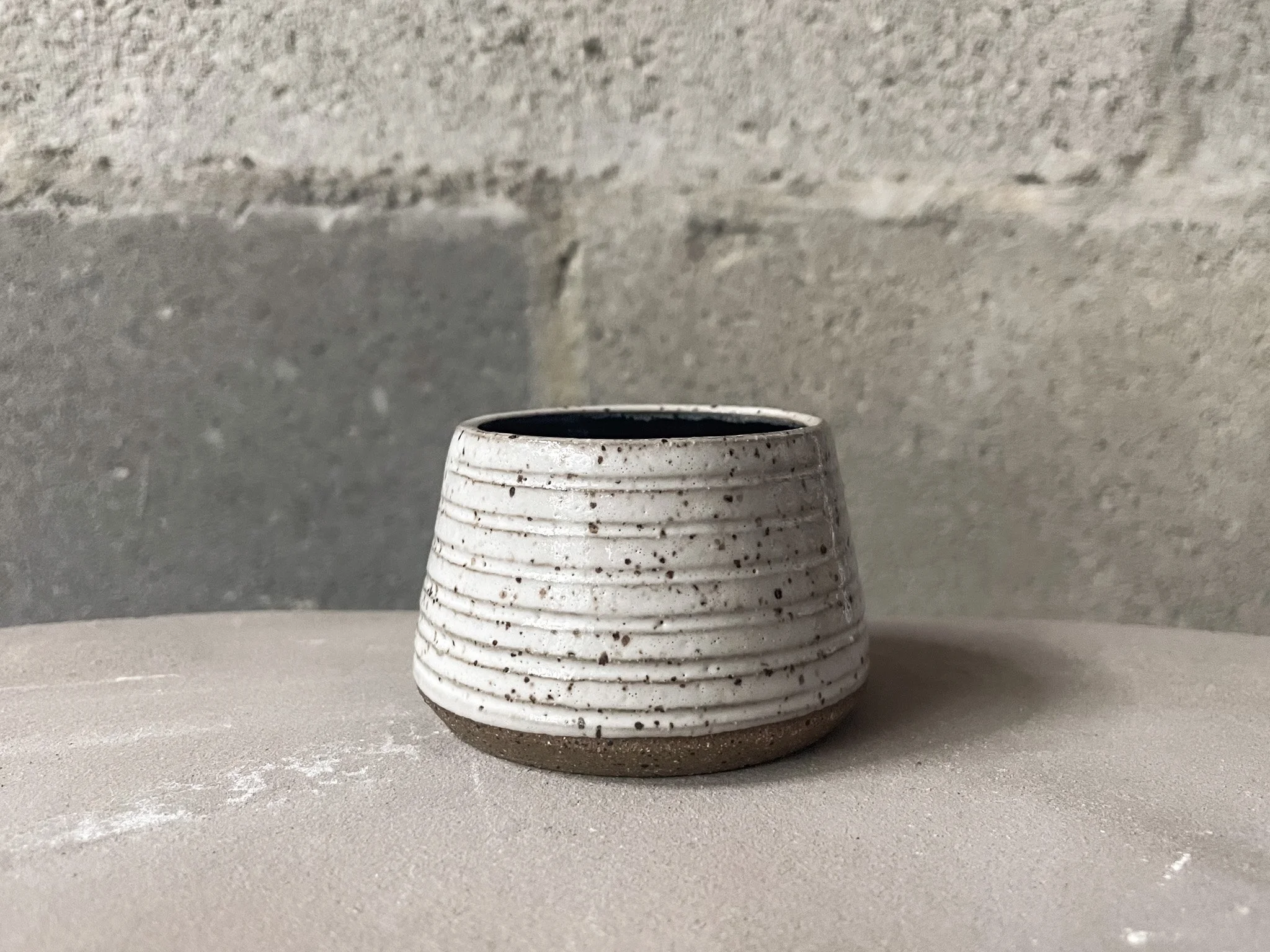 wheel-thrown stoneware espresso cup in gloss white, Scandinavian handmade design, Auburn Alabama