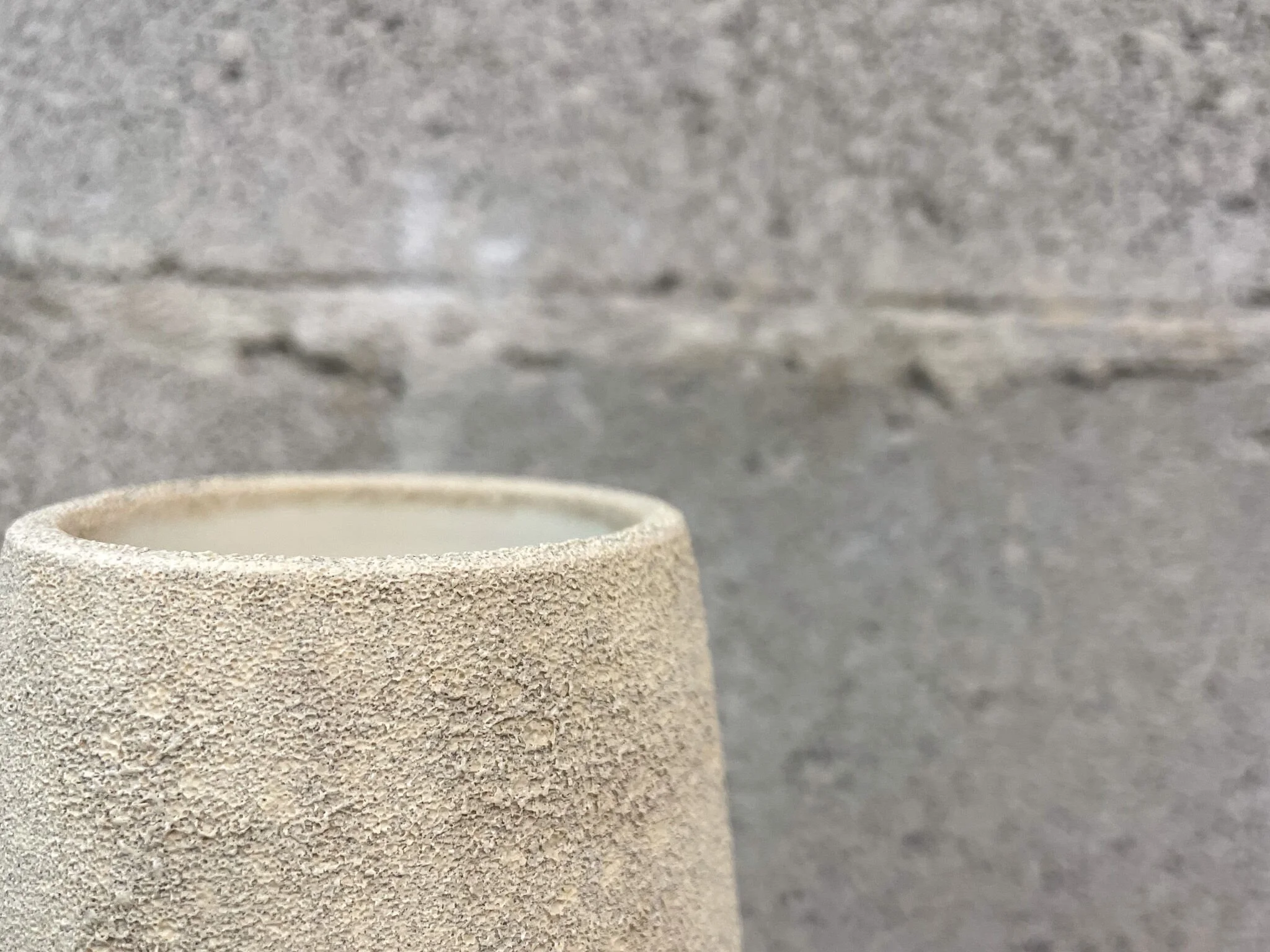 hand-glazed ceramic vase in warm sand finish with gloss interior, Nordic aesthetic, Wrecked Works