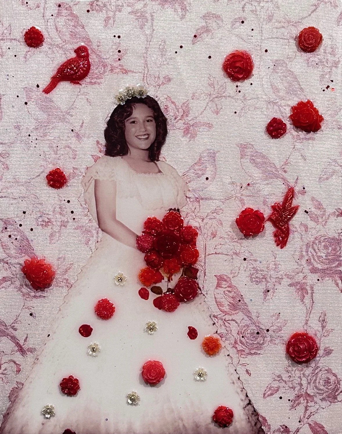 A 20x16x1.5" custom pop-art portrait commission by Hunter Connor, crafted to reflect each subject’s individuality through vibrant colors and expressive layering. Every piece transforms a personal story into a collectible original artwork.