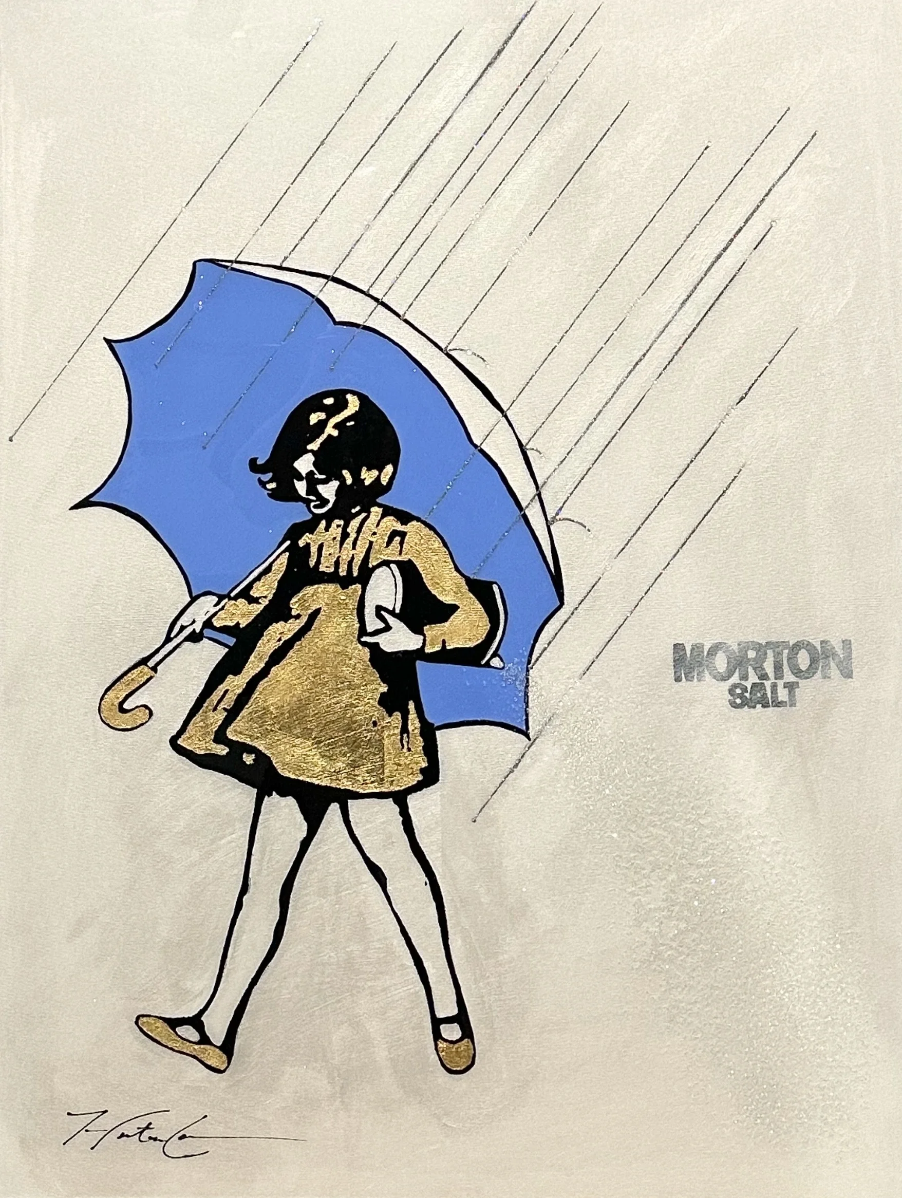 A recurring series exploring confidence, rain, and playful femininity through a trench-clad figure with an umbrella. Hunter Connor reimagines vintage advertising with layered texture, creating collectible mini pop-art prints full of charm and wit.