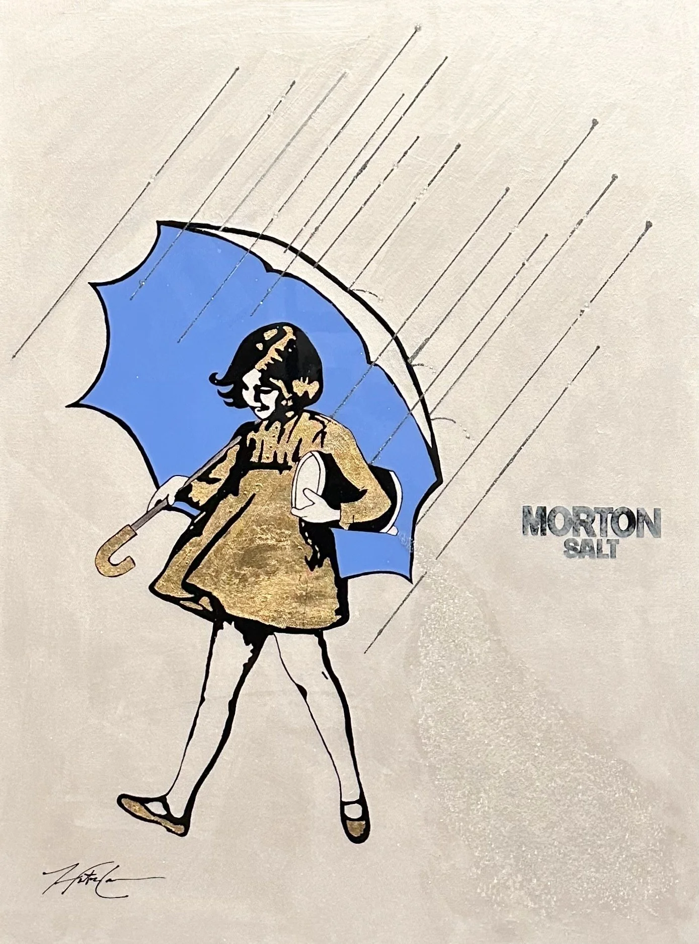 A recurring series exploring confidence, rain, and playful femininity through a trench-clad figure with an umbrella. Hunter Connor reimagines vintage advertising with layered texture, creating collectible mini pop-art prints full of charm and wit.