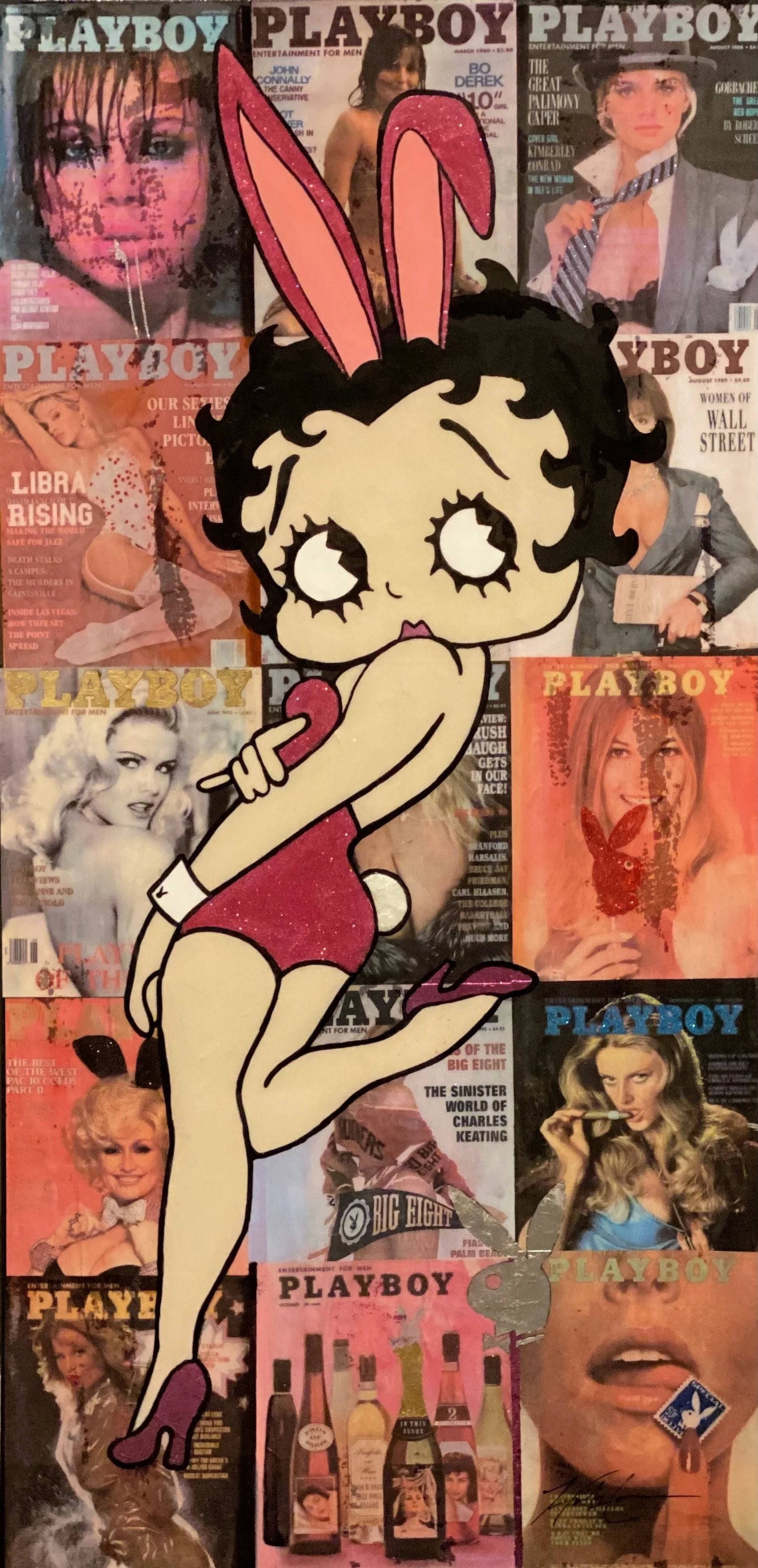 Betty's Playhouse 2 — 48x24x1.5 in, 2023 — A stylized modern art piece blending pop culture, bold visuals, and nostalgic themes.