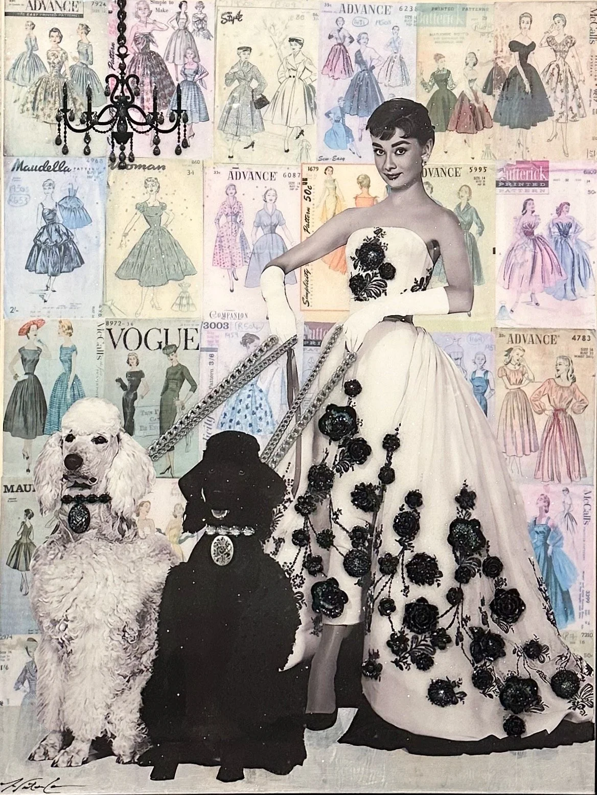 Seamlessly Audrey — 40x30x1.5 in, 2024 — A portrait of elegance, framed in minimalist brushwork and classic feminine styling.