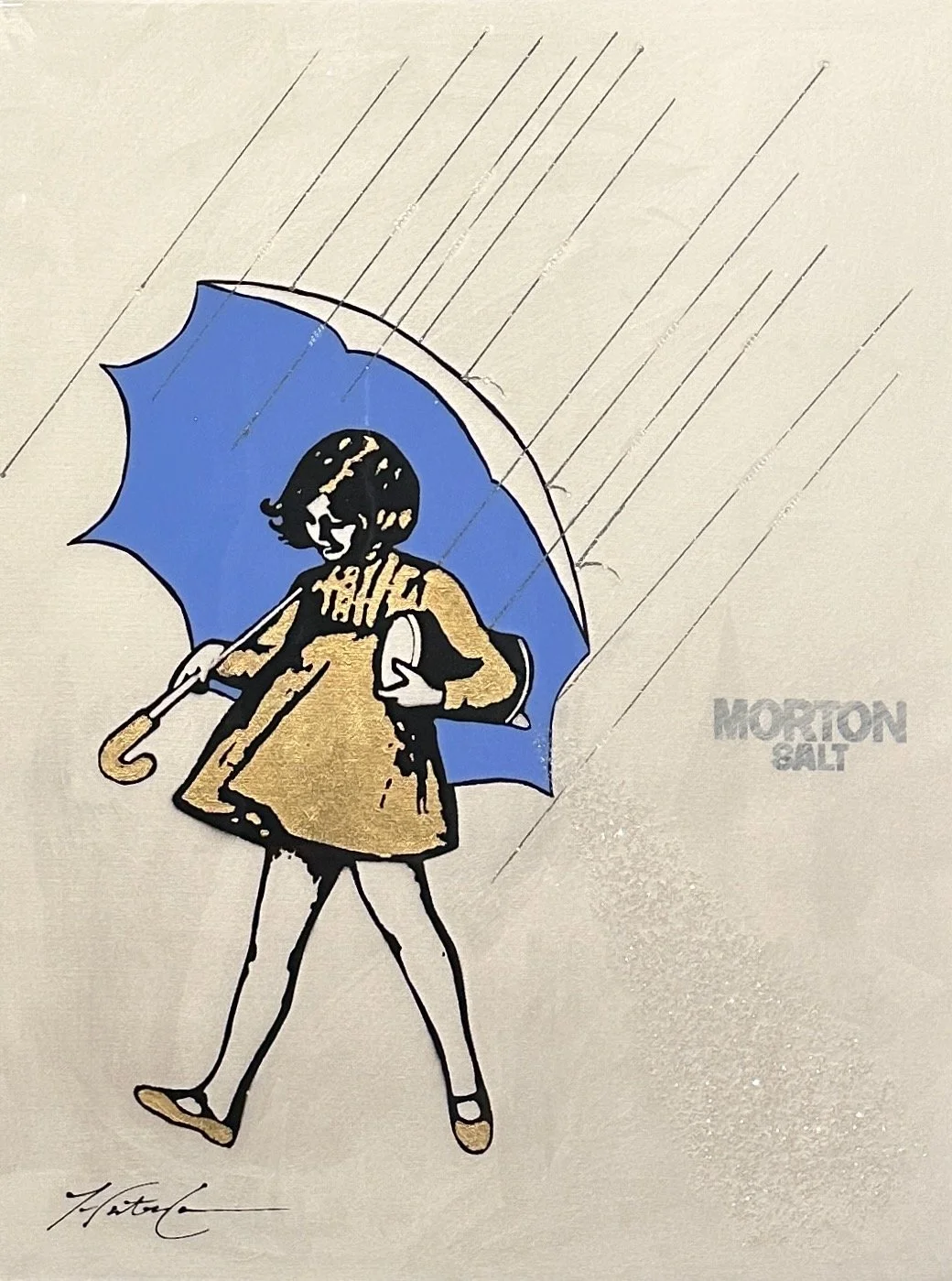 A recurring series exploring confidence, rain, and playful femininity through a trench-clad figure with an umbrella. Hunter Connor reimagines vintage advertising with layered texture, creating collectible mini pop-art prints full of charm and wit.