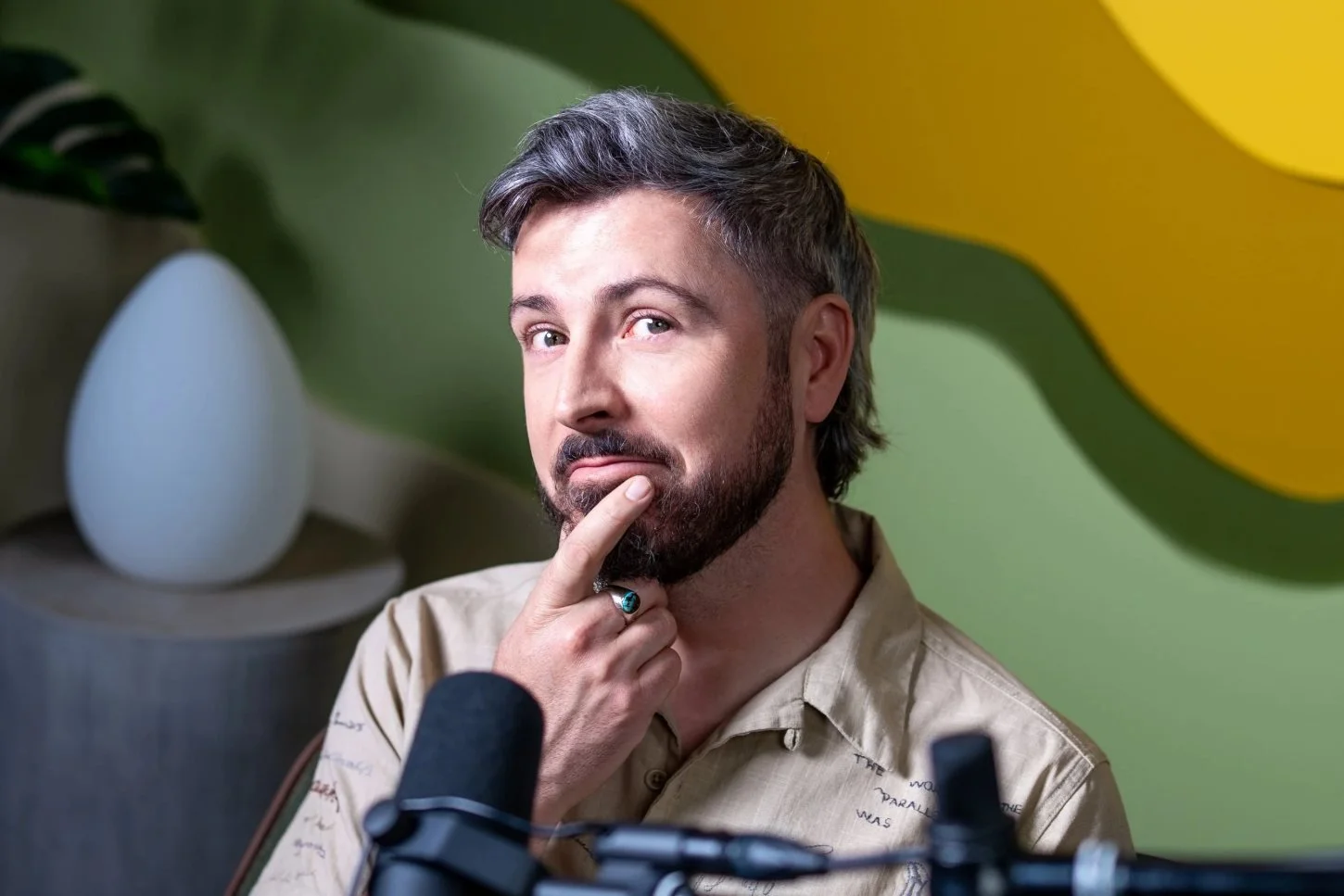 Dr. Scott Taylor on set of the Okay, But... Birds podcast.
