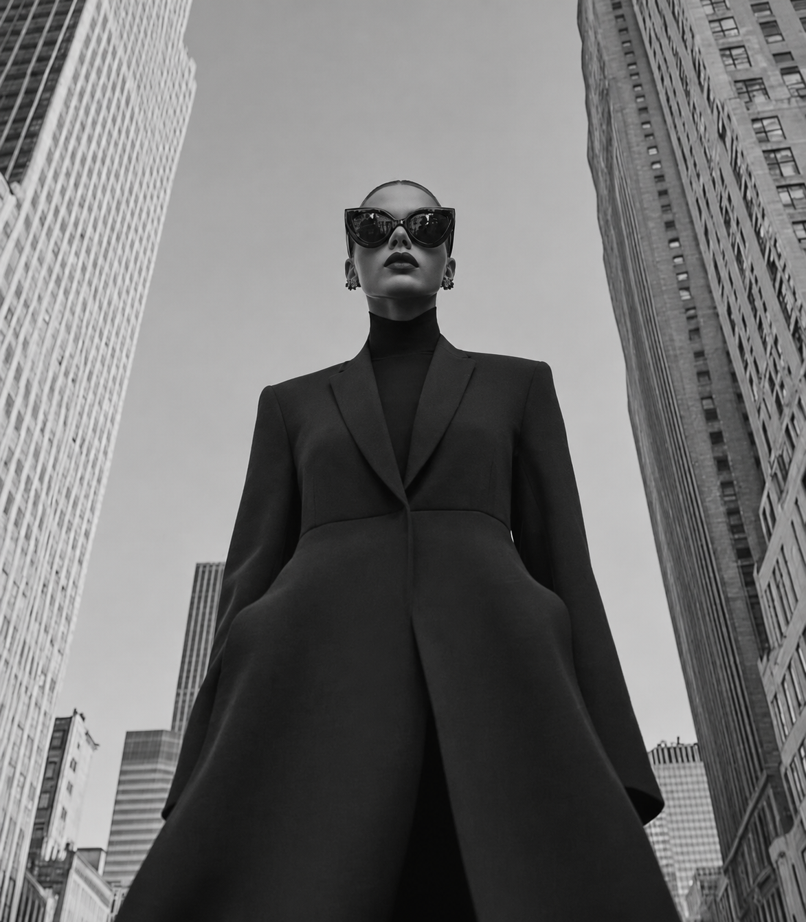 Monochrome Power in the City Canyon