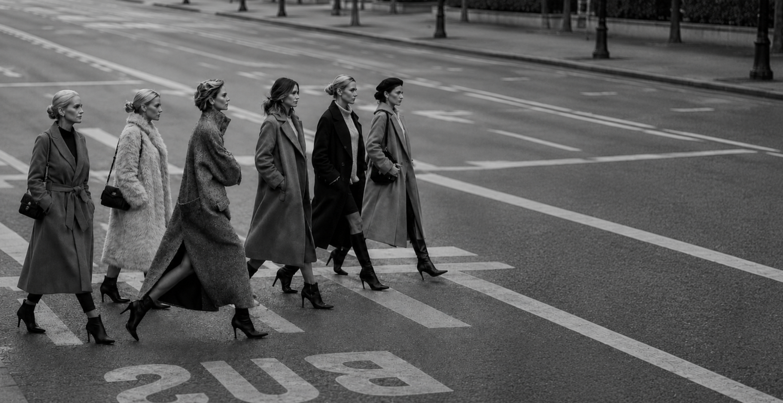 Group of women walking confidently through the city