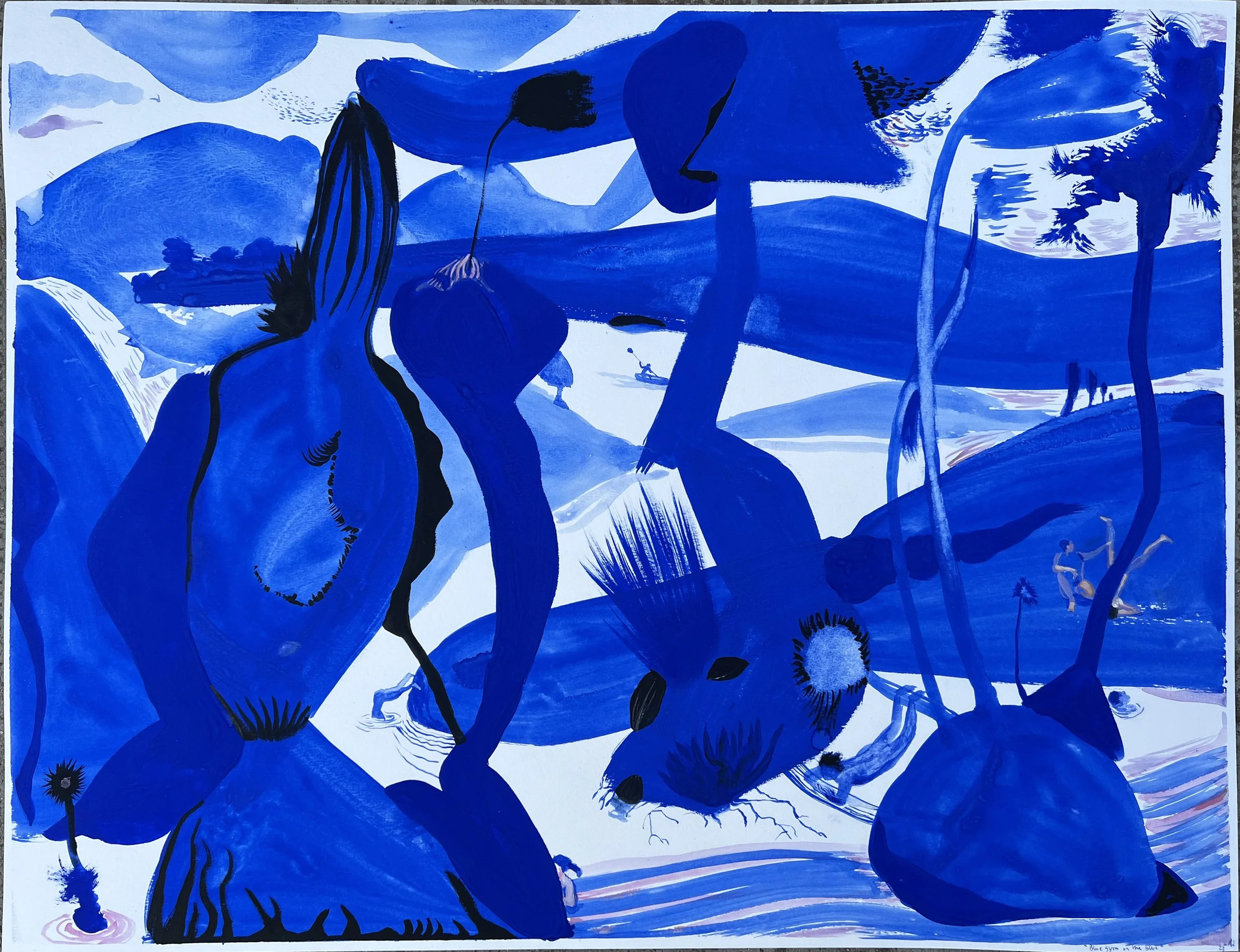 Blue Gym on Blue (2023) | Gouache sobre papel | 50 x 65 cm