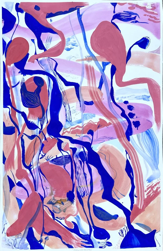 Siesta red and blue (2024) | Gouache sobre papel | 85 x 55 cm