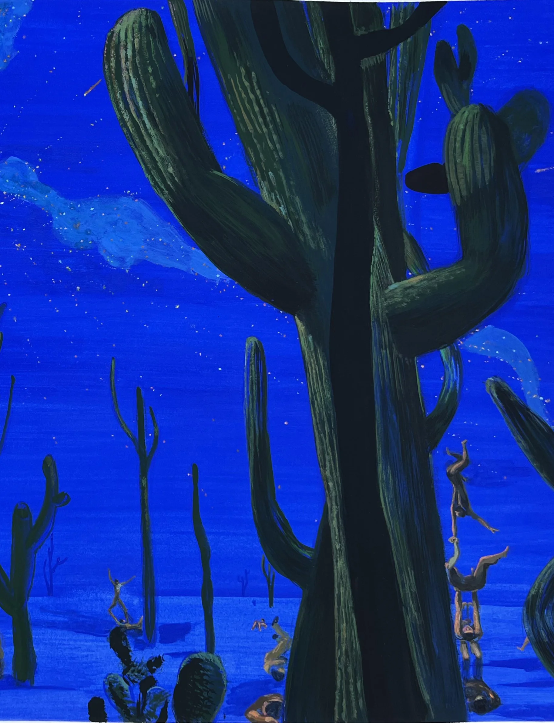 Men and Cactus (2023) | Gouache sobre papel | 47 x 74,5 cm 