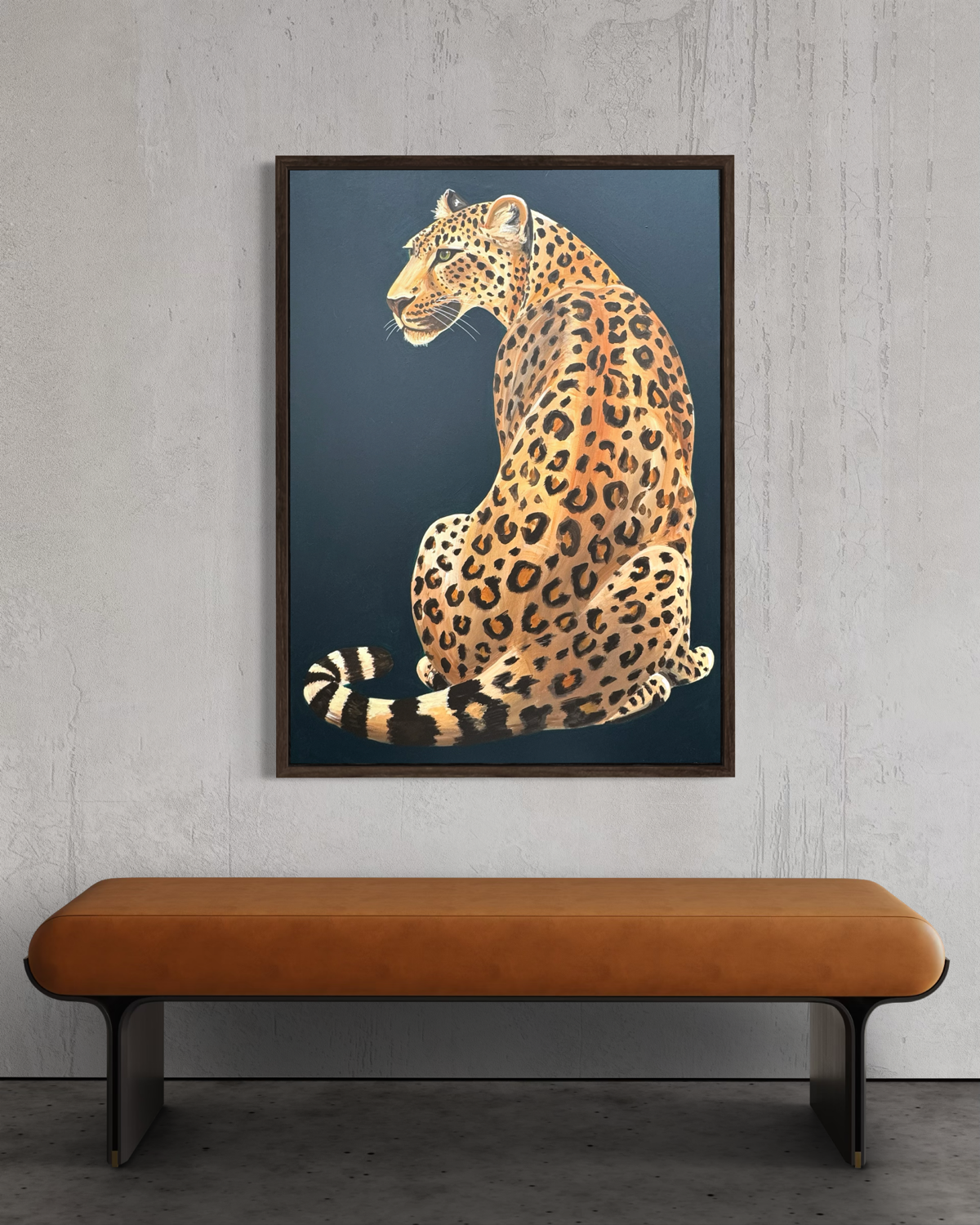 Painting of a leopard by Sydney artist Laura Boatman