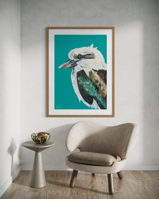 Kookaburra Art Print - Australian Bird Wall Art - Teal-Turquoise