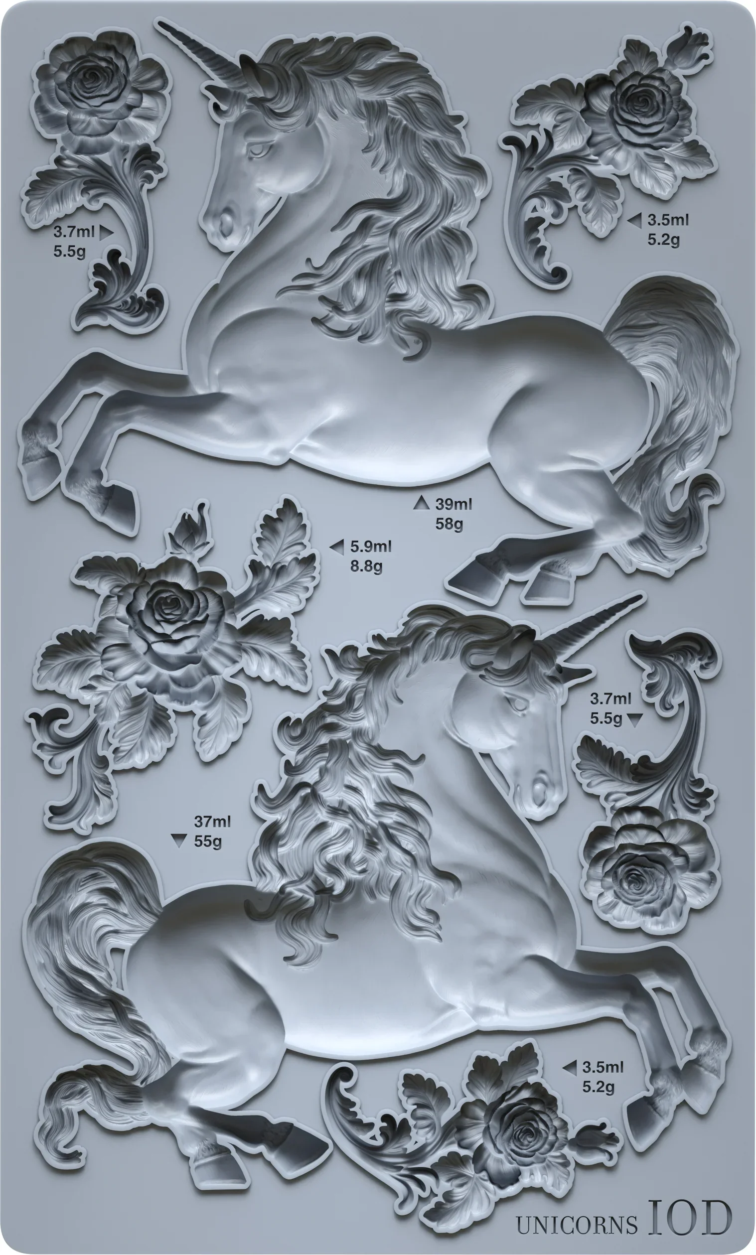 Unicorns Mould by IOD - Iron Orchid Designs