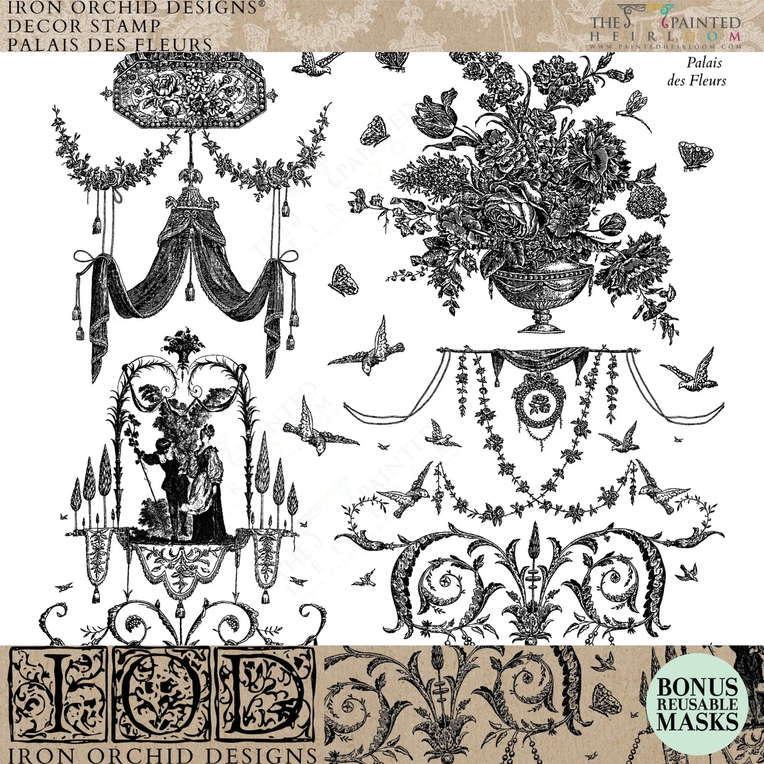 Palais des Fleurs Stamp by IOD - Iron Orchid Designs