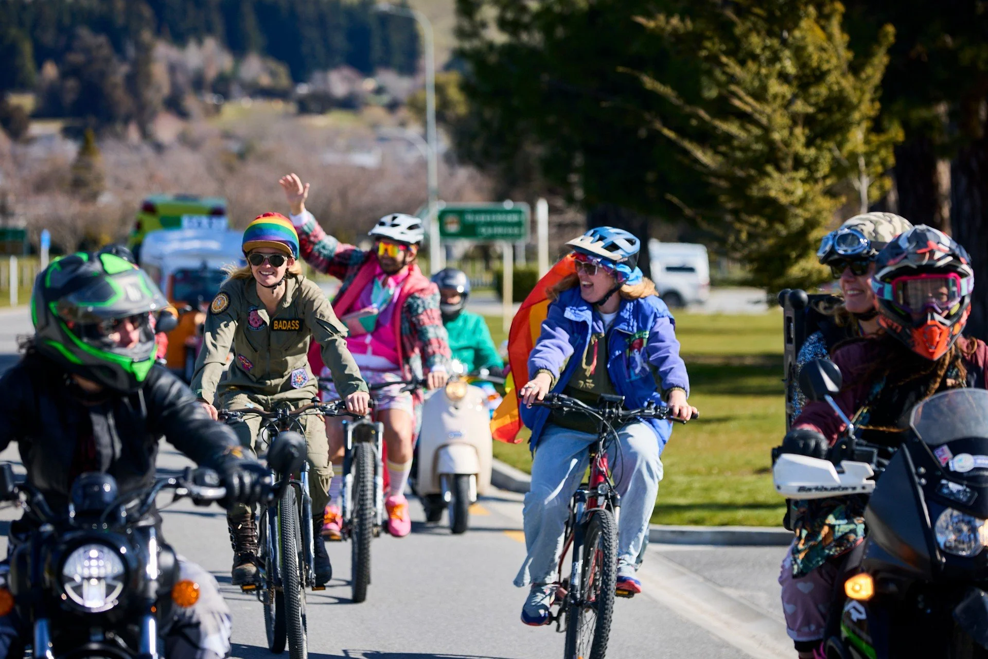 🚲🌈 Our very first Pride Ride rolled out last Saturday and we had so much fun!!

A huge thank you to everyone who joined us on their bikes. You all looked super cool in your funky outfits and brought the rainbow energy to the streets of Wānaka!

Spe