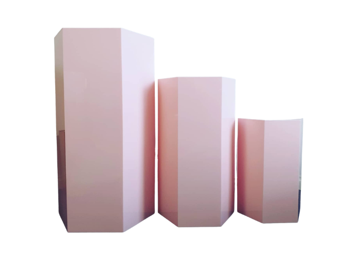 Hexagon Plinth - Pastel Pink