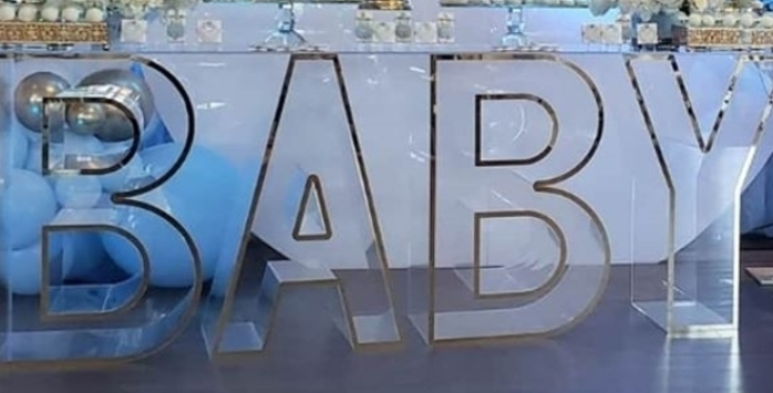 Acrylic BABY Table - Clear with Gold Trims