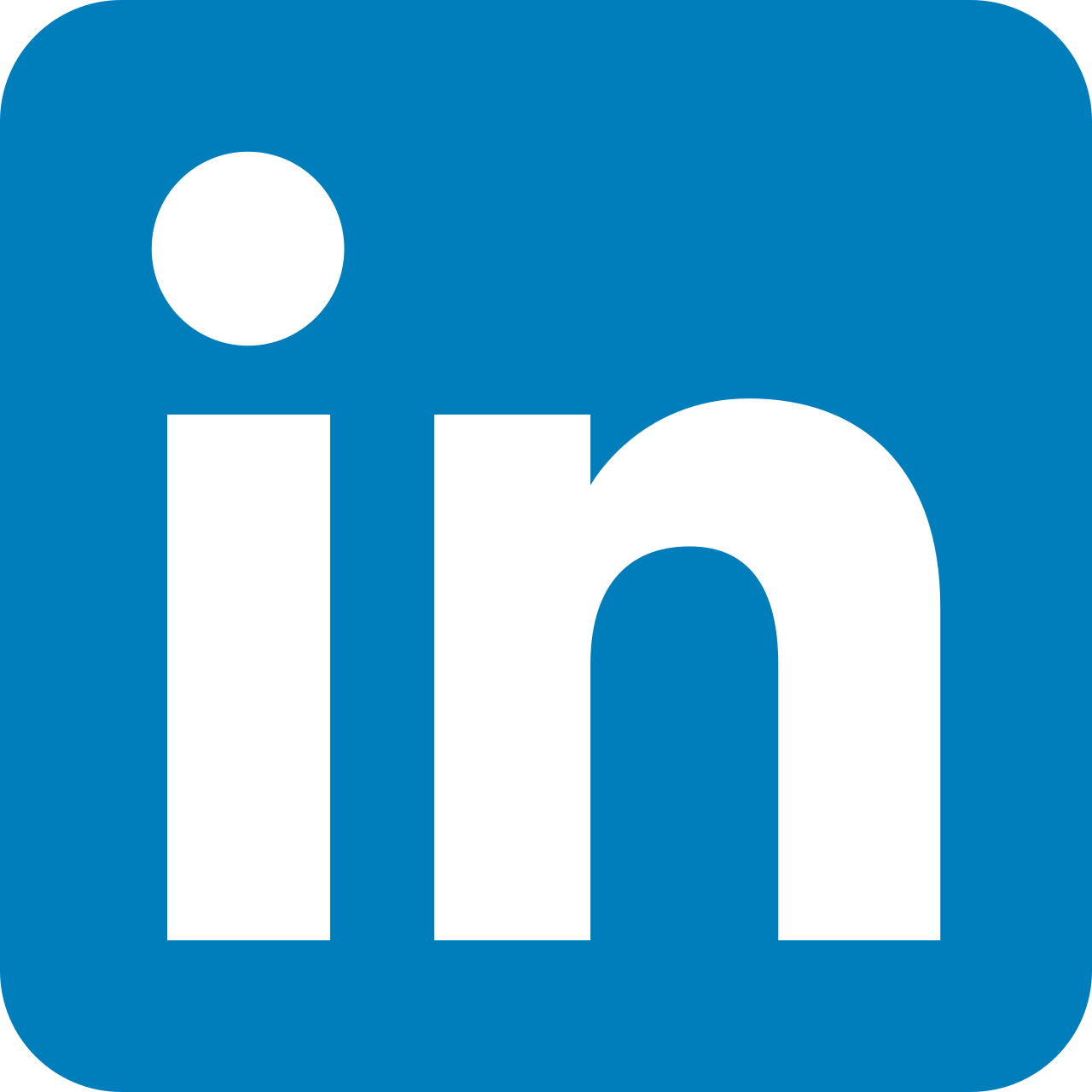 LinkedIn logo in blauw en wit.