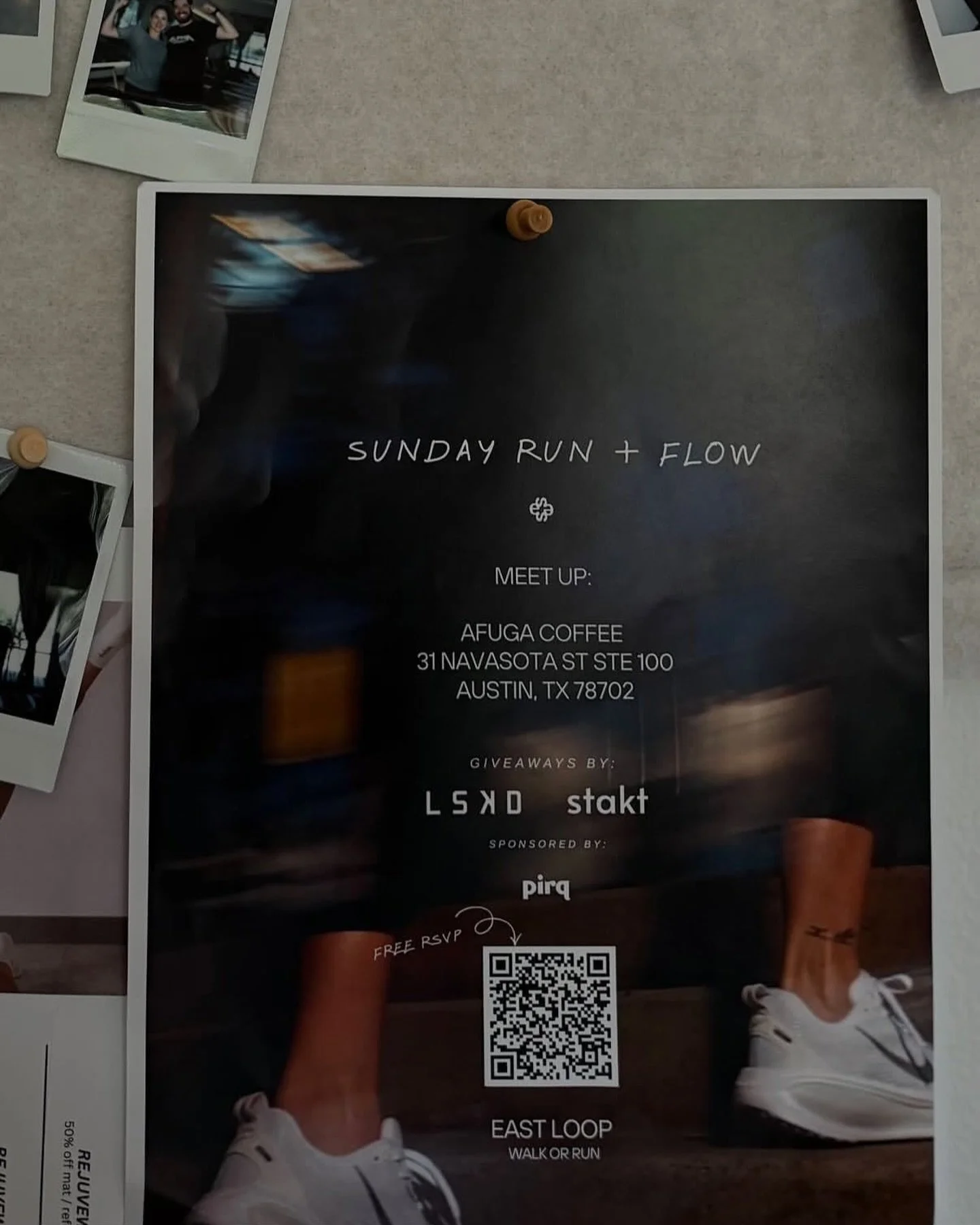 Sunday | RSVP : run / walk club 

Run led by Gen @rejuve.w.gen,
Walk led by Natalia @therapyinflow 

Giveaways by @lskd.usa + @shopstakt ! 

RSVP to enter giveaway 

So so excited to meet up at @afugacoffee on the East Loop. 

800 AM!