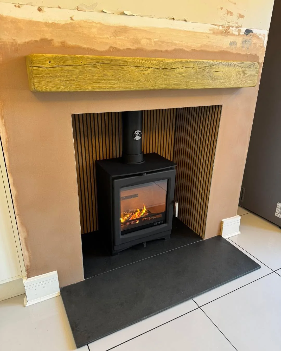 From unsafe to stunning 🔥 
We removed a dangerous appliance, carried out a full chimney sweep, and installed a new chimney pot to get things safe and ready.

Then came the transformation &mdash; knocking through to create a beautiful opening, fittin