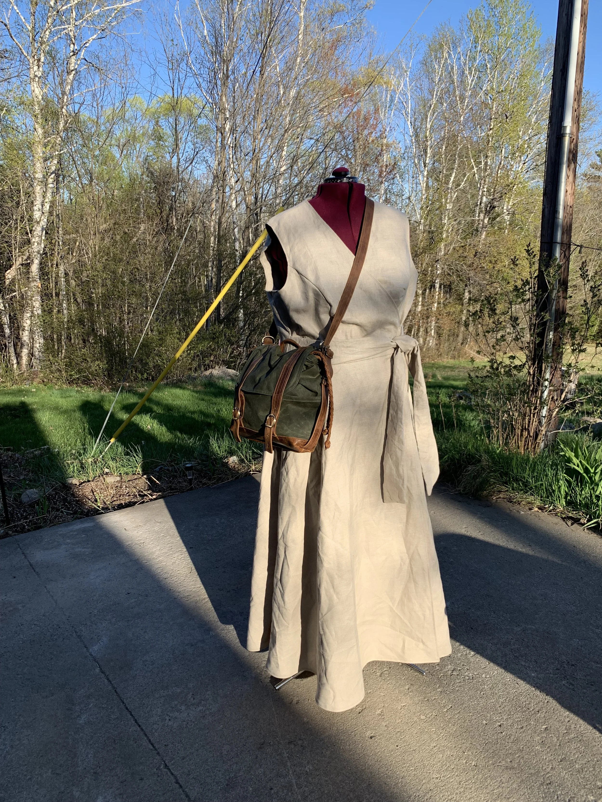 Wrap dress and Stonington handbag