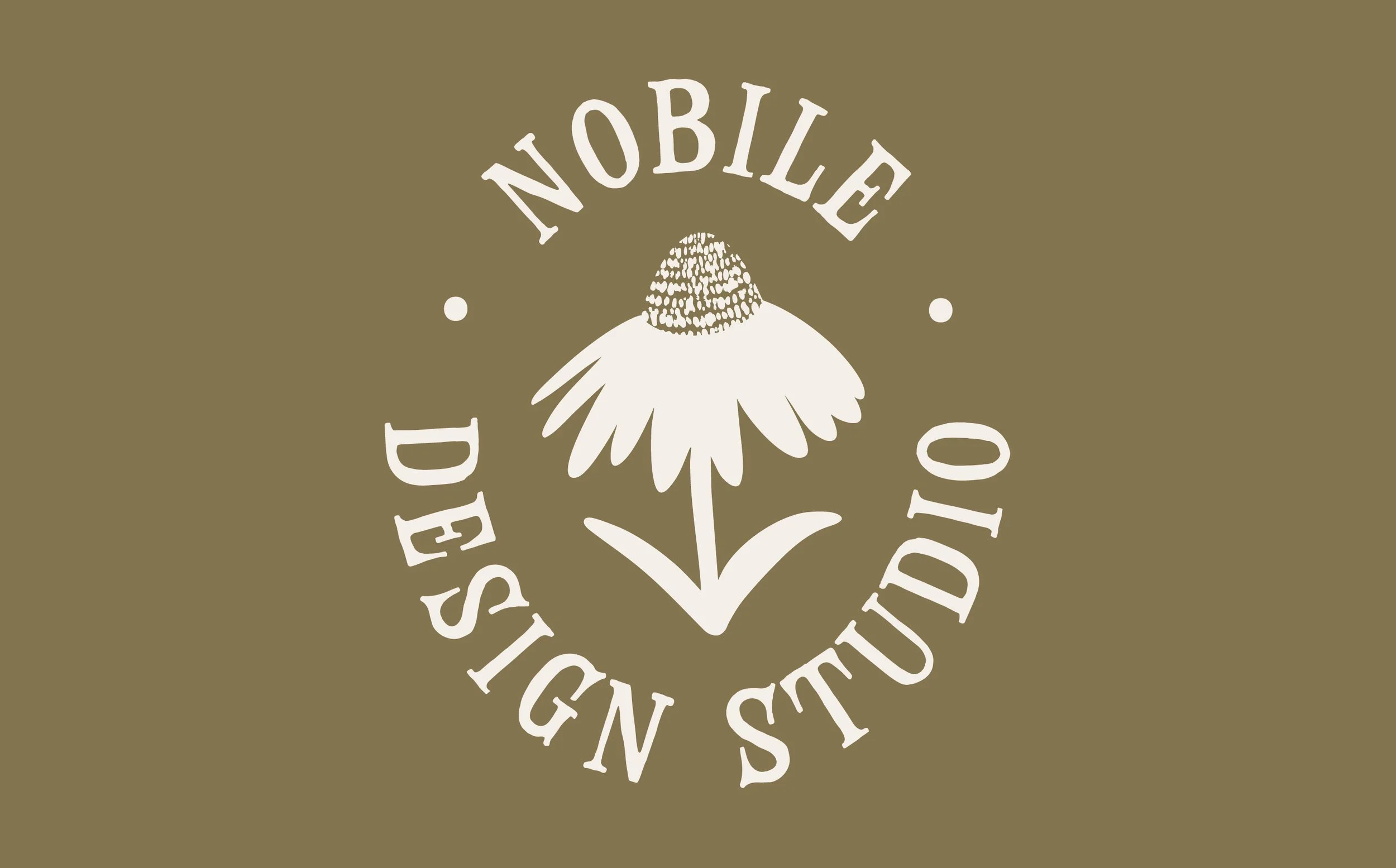 Logo featuring a stylized flower with the words "NOBILE DESIGN STUDIO" arranged in a circular pattern around it.