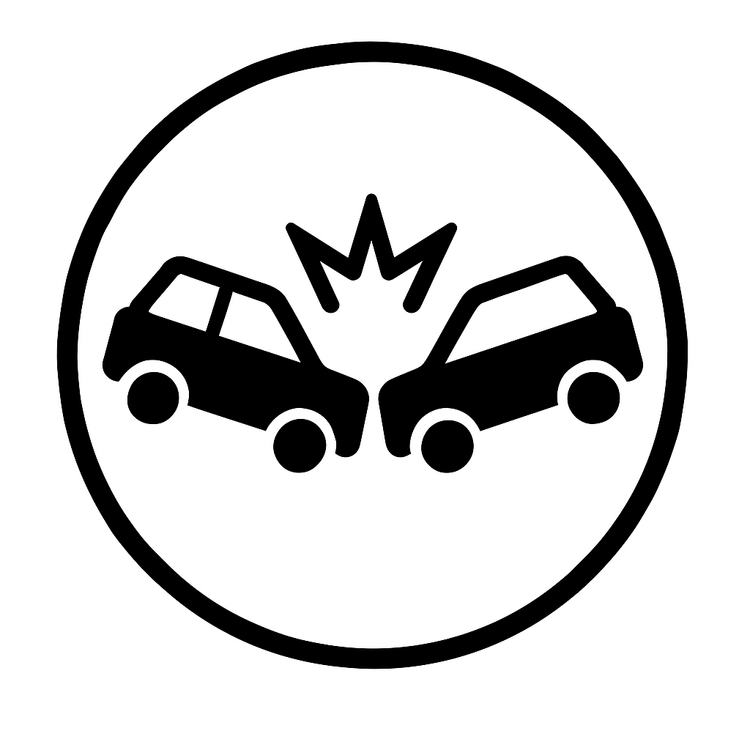Icon for auto accident investigations and crash scene analysis