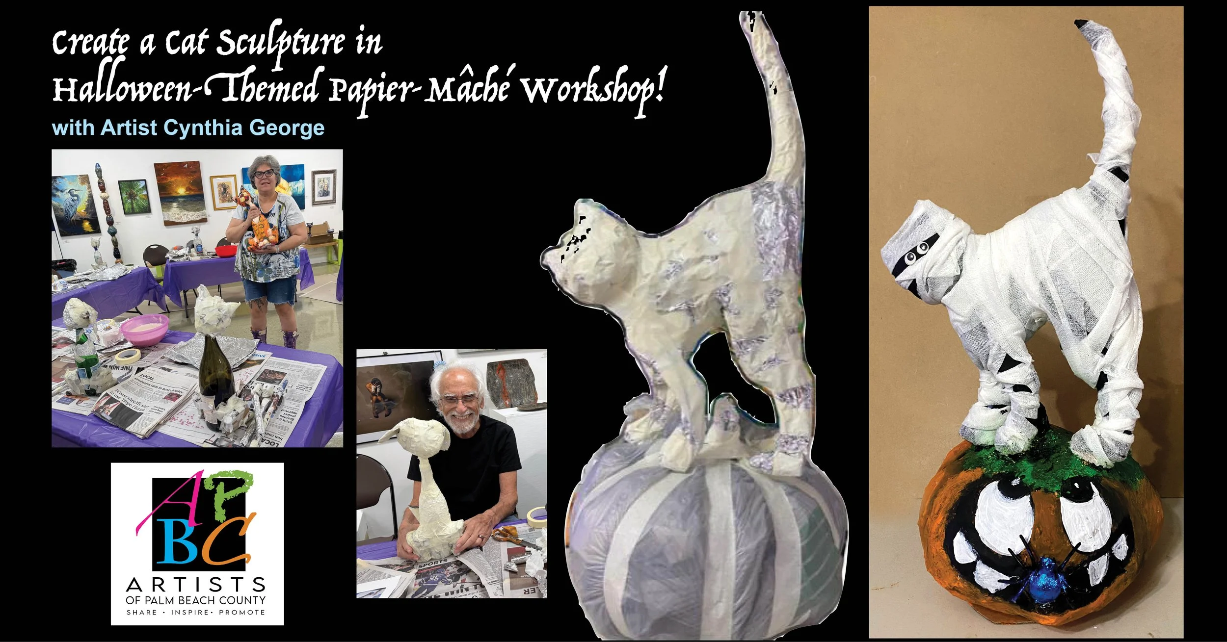 Halloween Cat, Papier-Mâché Workshop by Cynthia George