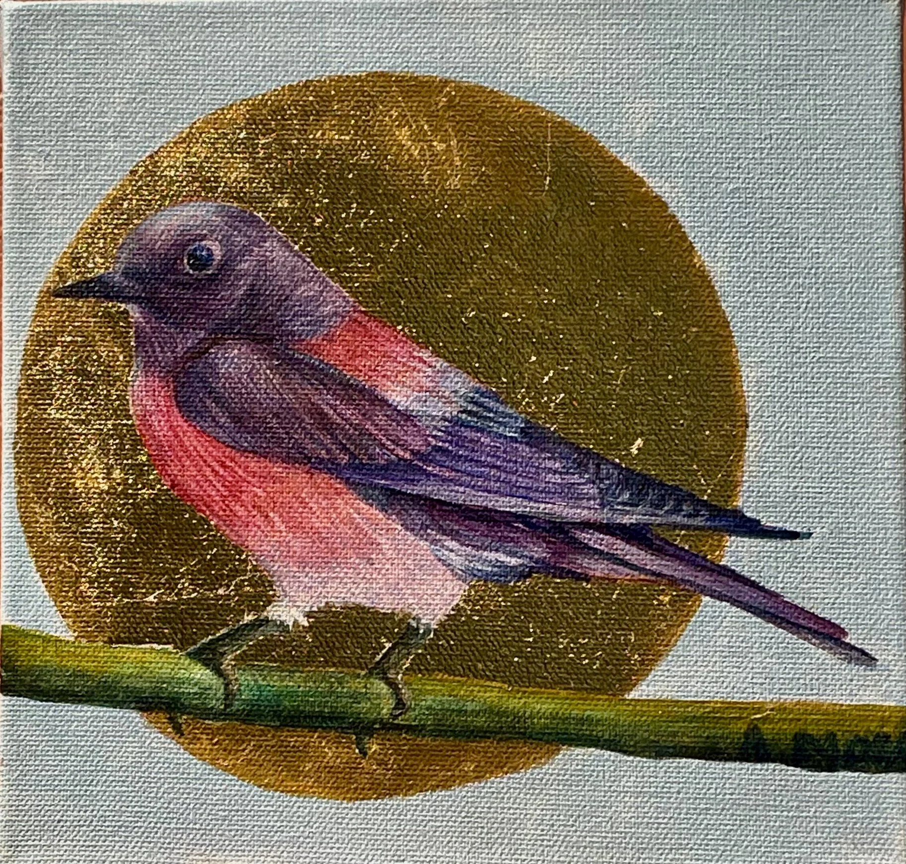 A.Mora-Wester-Blue Bird-18x15-Acrylic & golf leaf on canvas.JPG