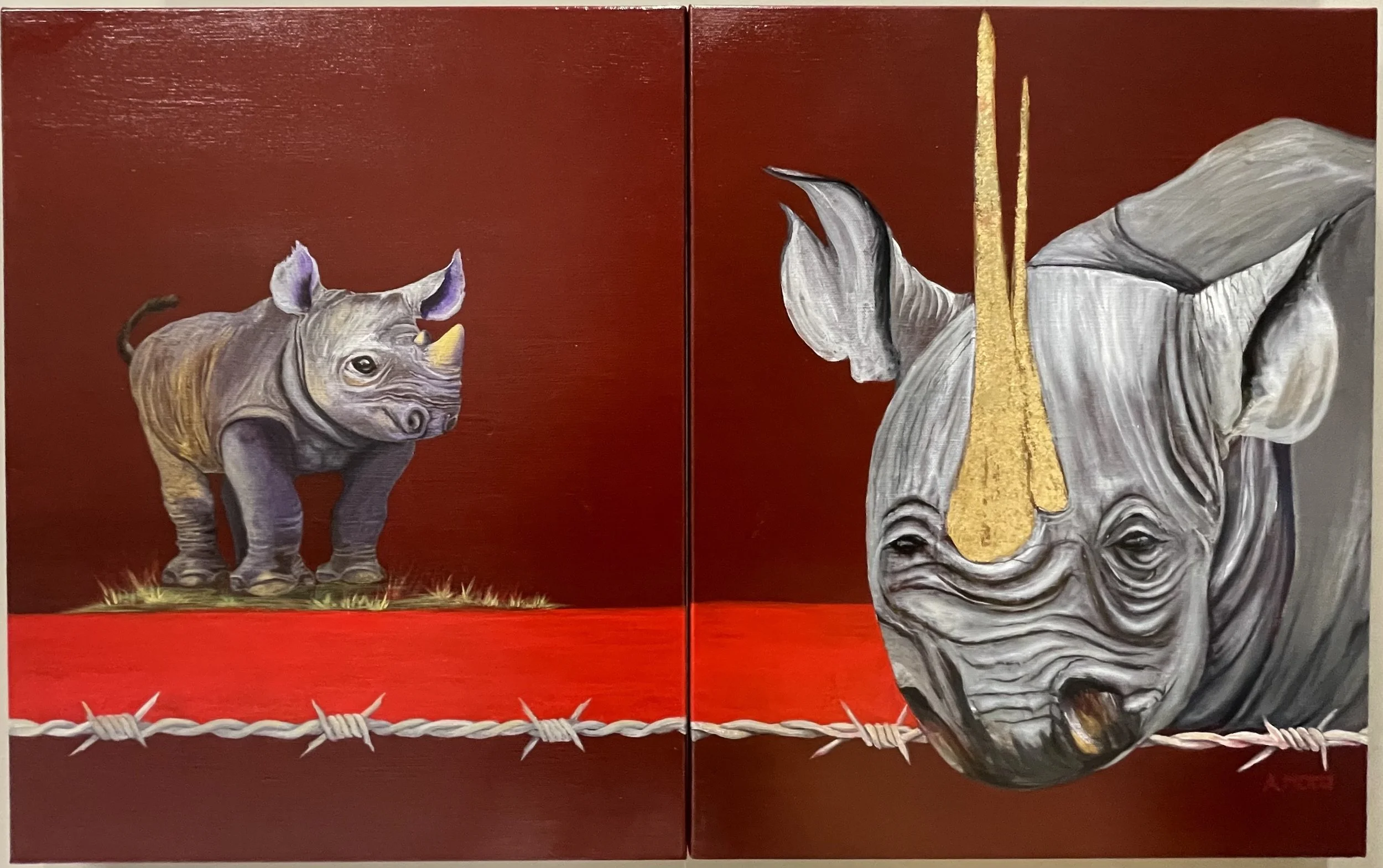 A.Mora-Gold Horns-40x20 Acrylic, gold leaf on canvs.jpg