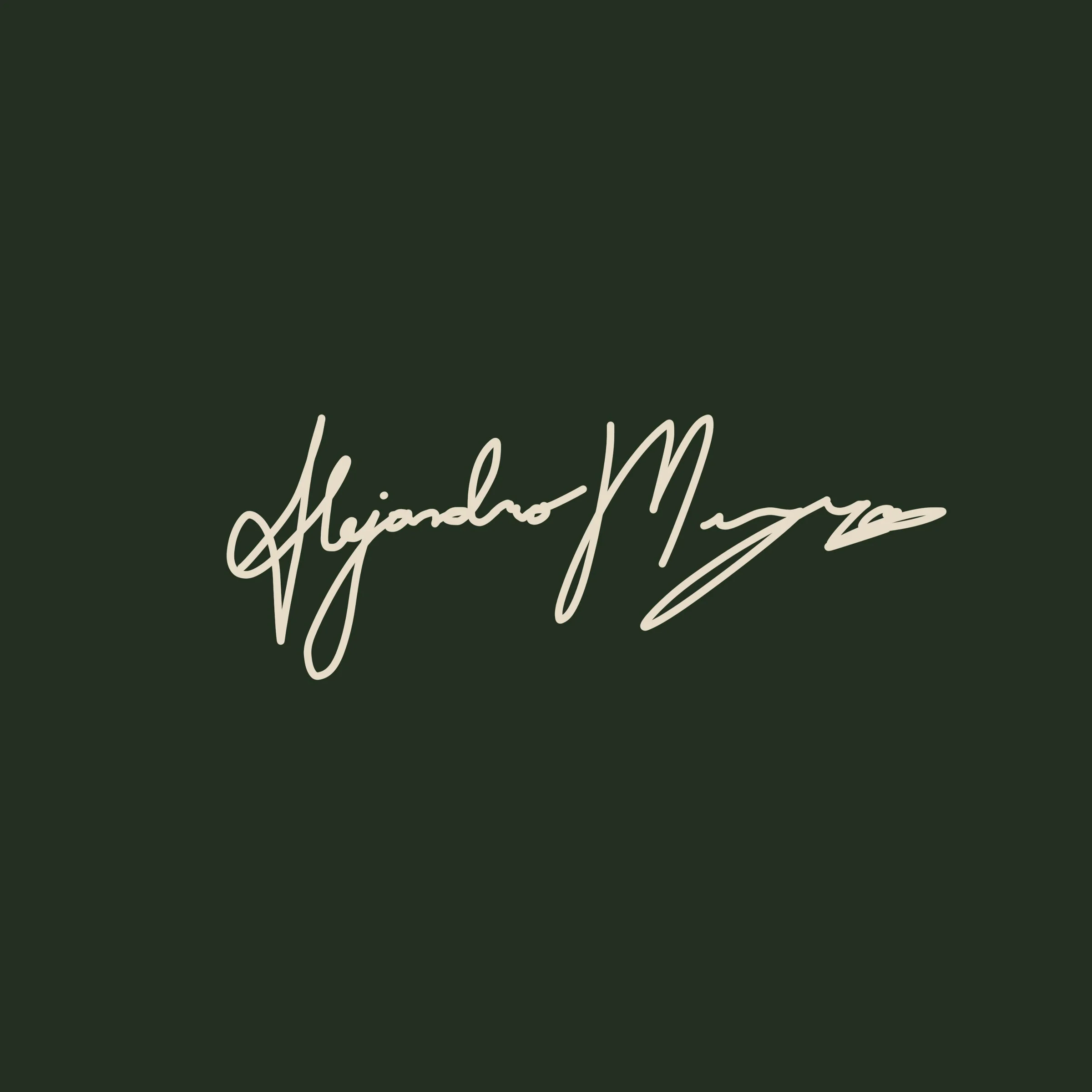 Signature of Alejandro Meyers on a dark green background