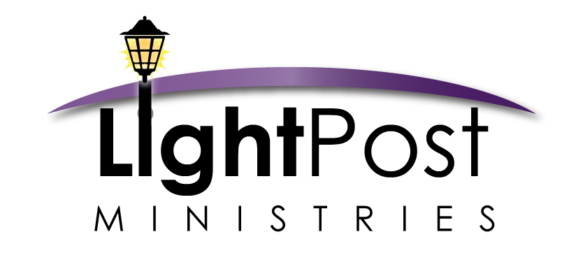 Logo for LightPost Ministries featuring a streetlamp, a rainbow-like arch, and the text 'LightPost Ministries'.