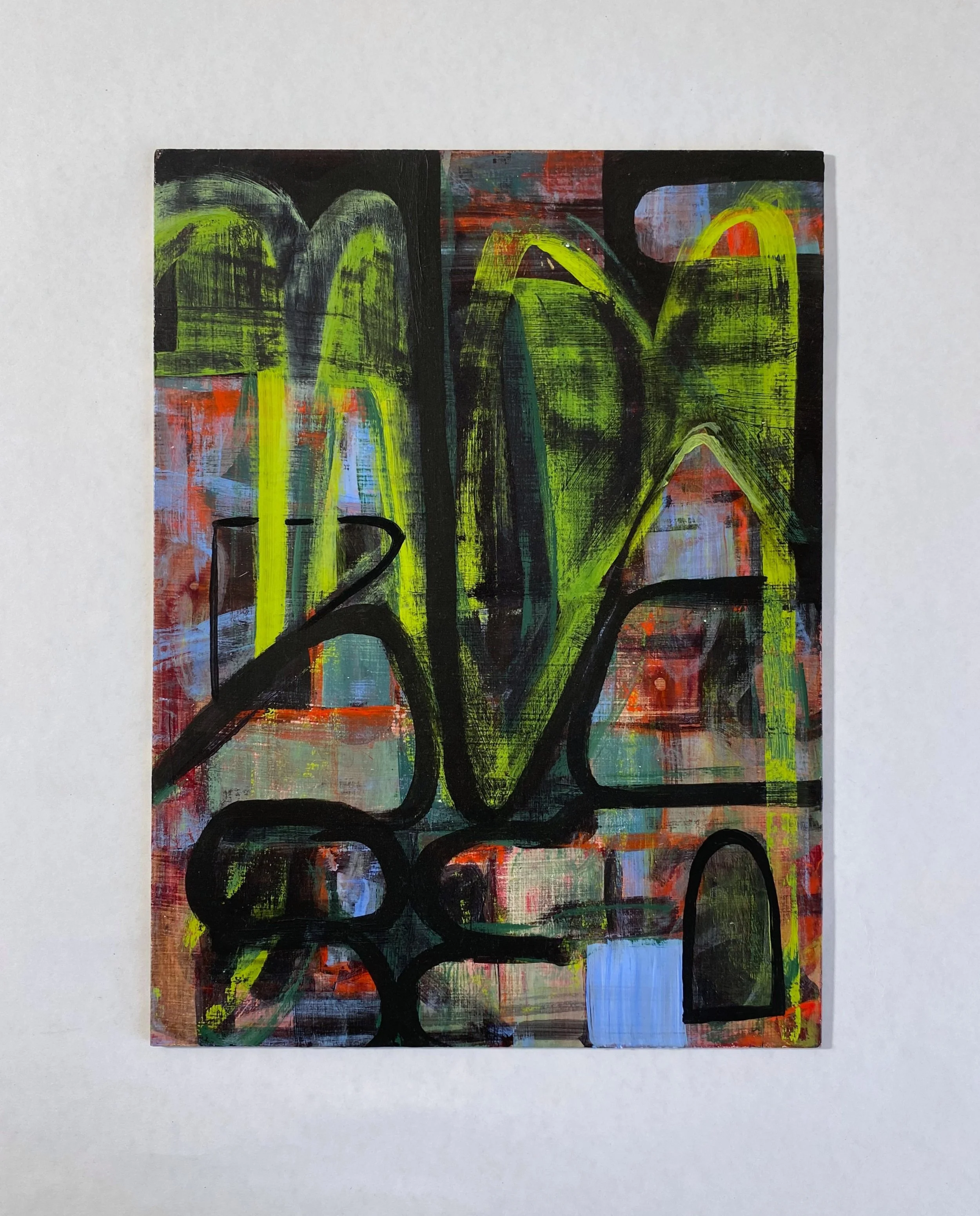 35º04'30.5"N, 106º39'05.4"W, 2023,
acrylic, water color on board,
9 x 12 in.