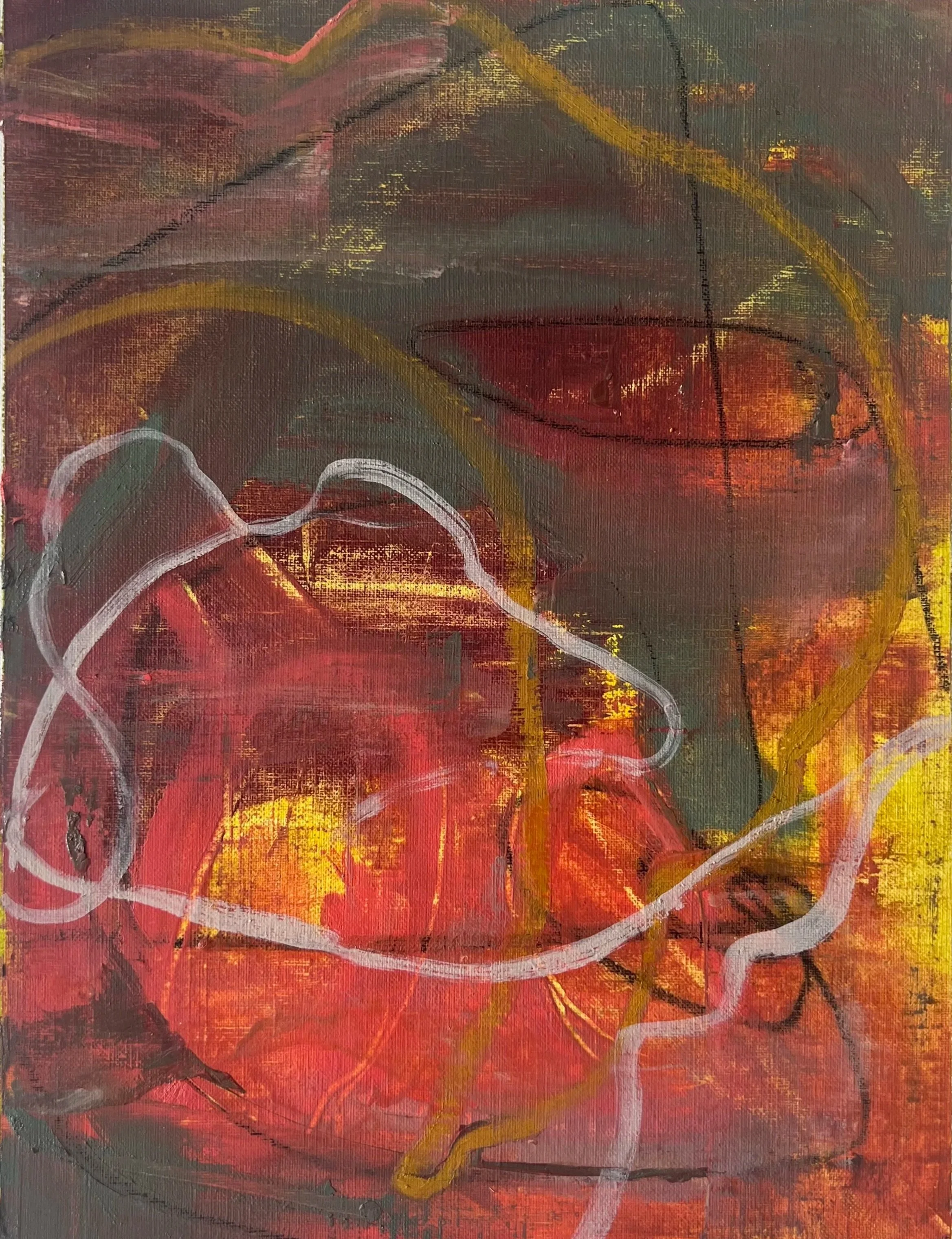 aflame, 14 x 11 in,  oil on canvas paper