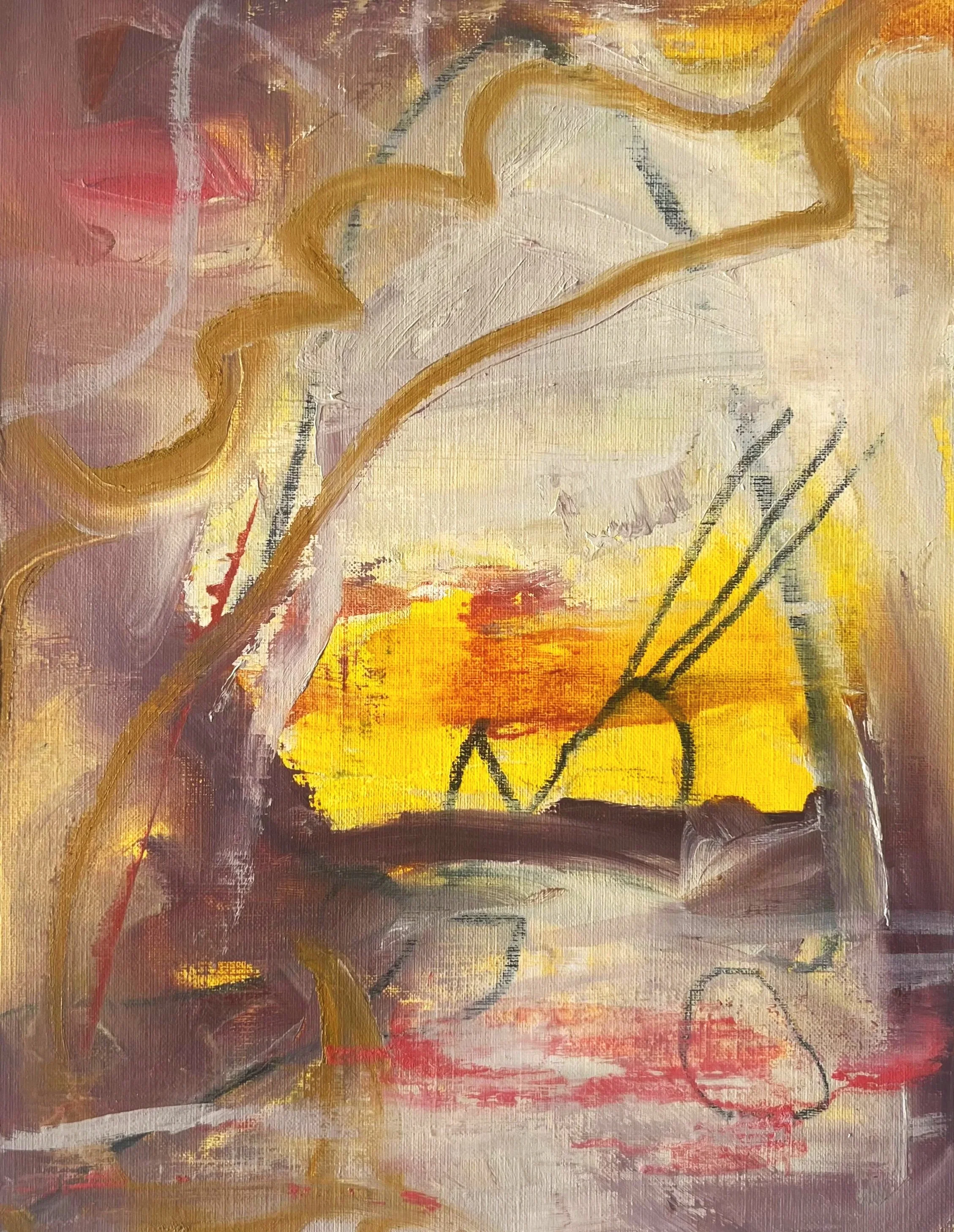 wild sun, 14 x 11 in, oil on canvas paper