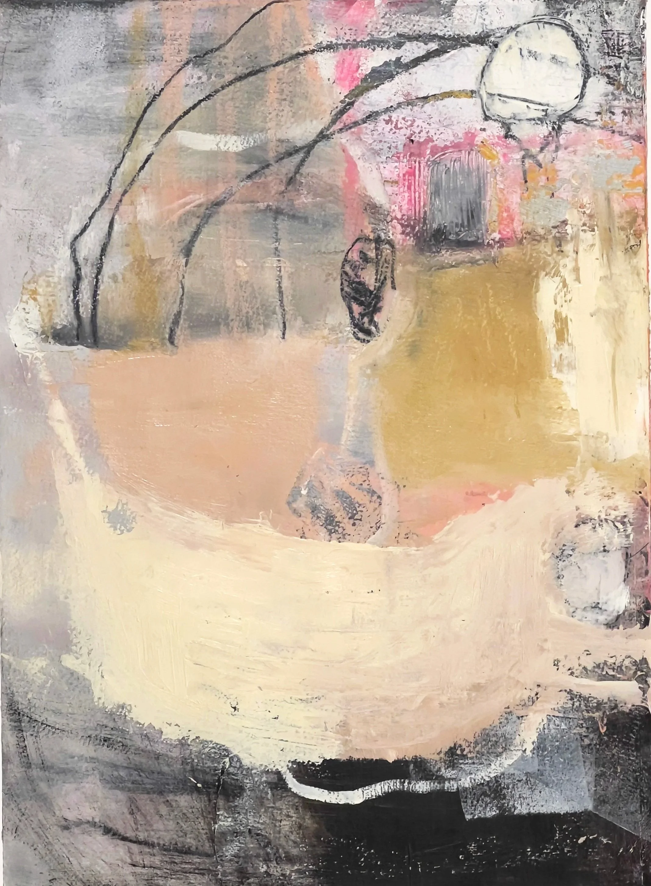 set sail, 16 x 12 mixed media with oil on paper