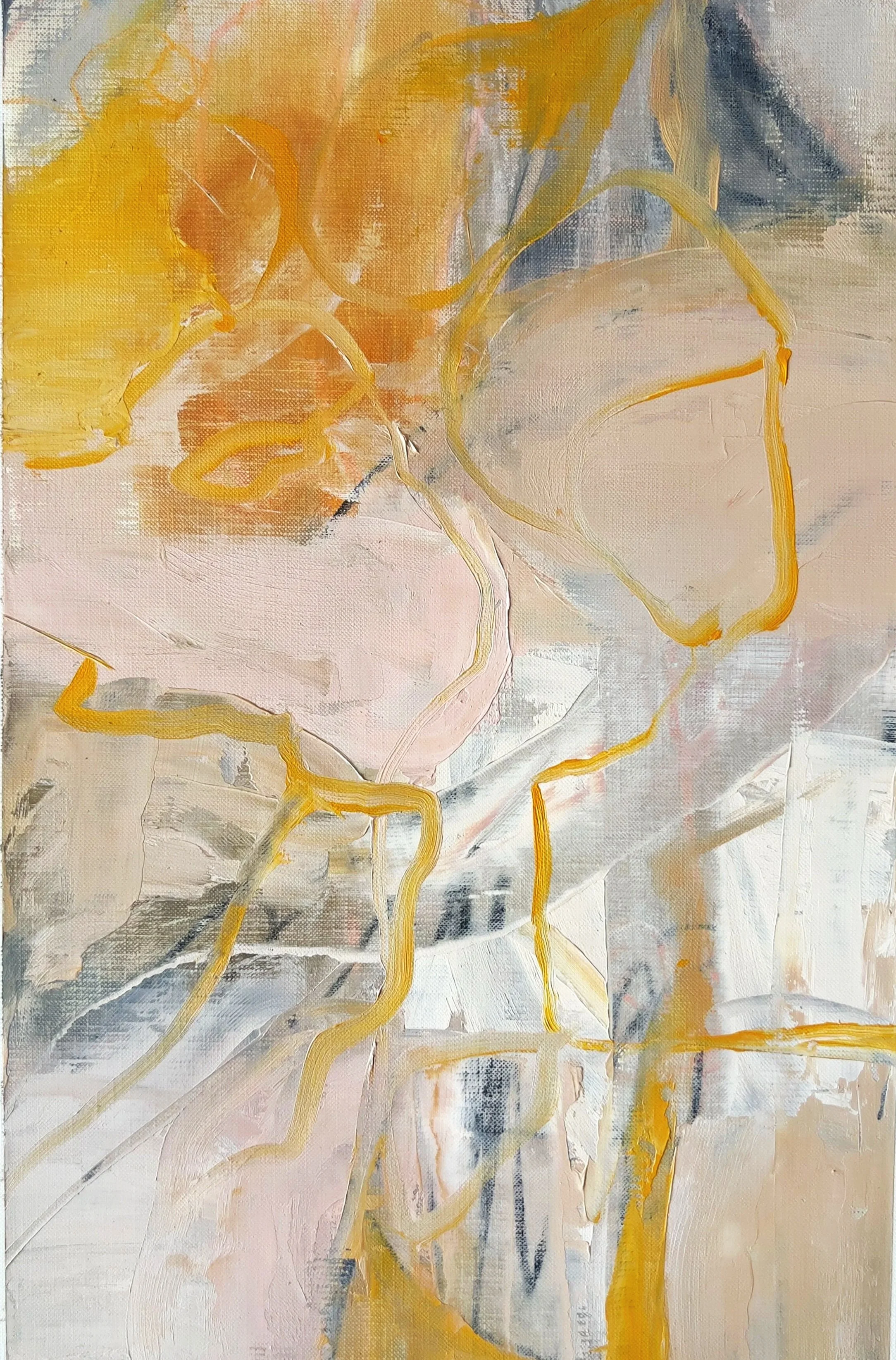 golden rod I, 18 x 12 in oil and pencil on canvas paper