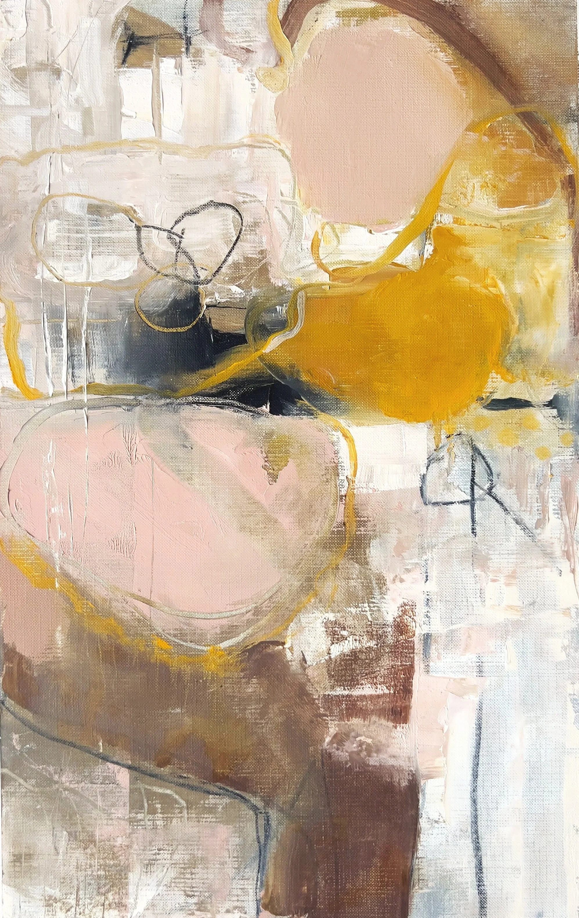 golden rod II, 18 x 12 in,  pencil and oil on canvas paper