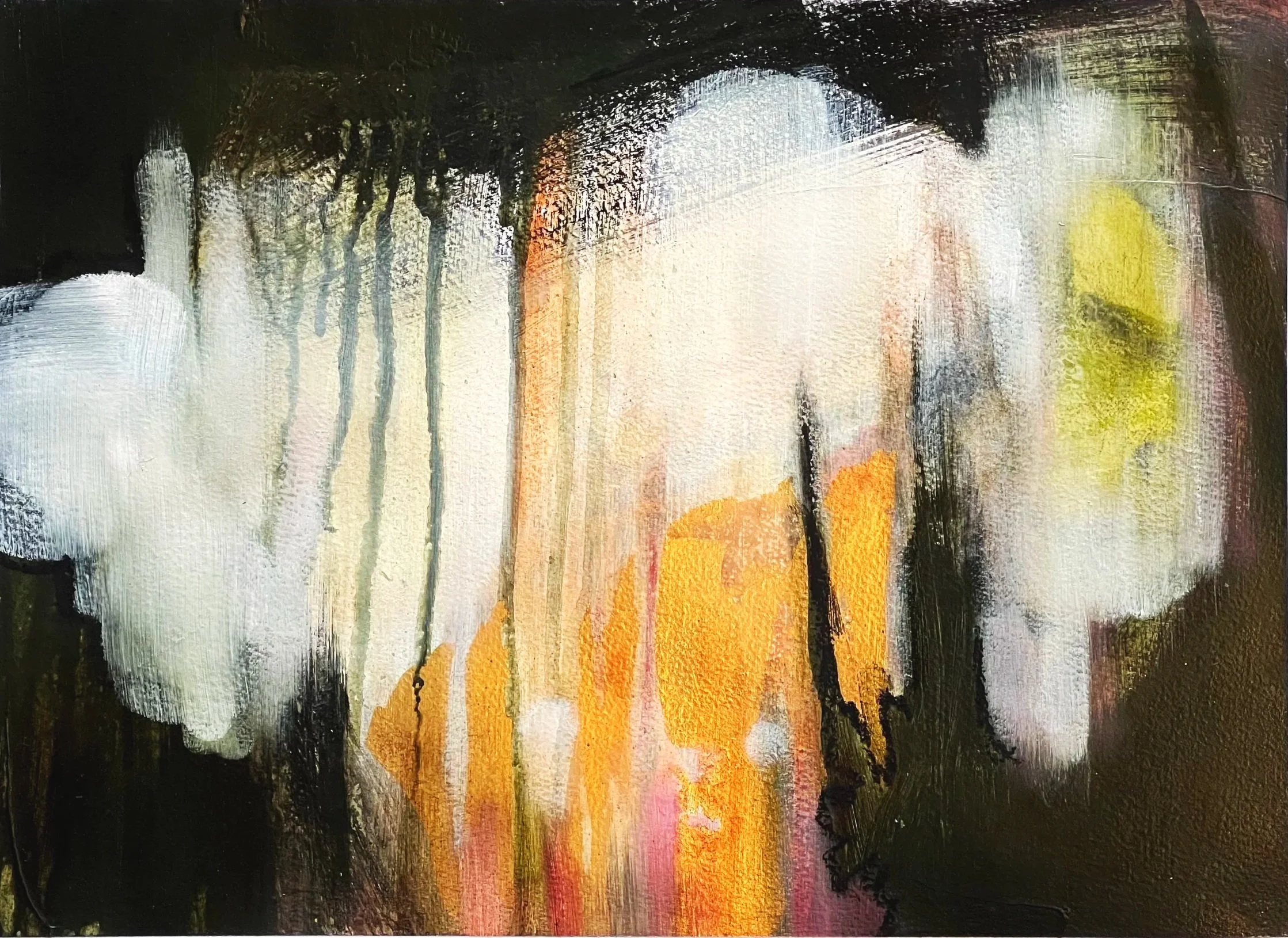 the golden bison, 12" x 16" mixed media with oil and gold leaf on paper