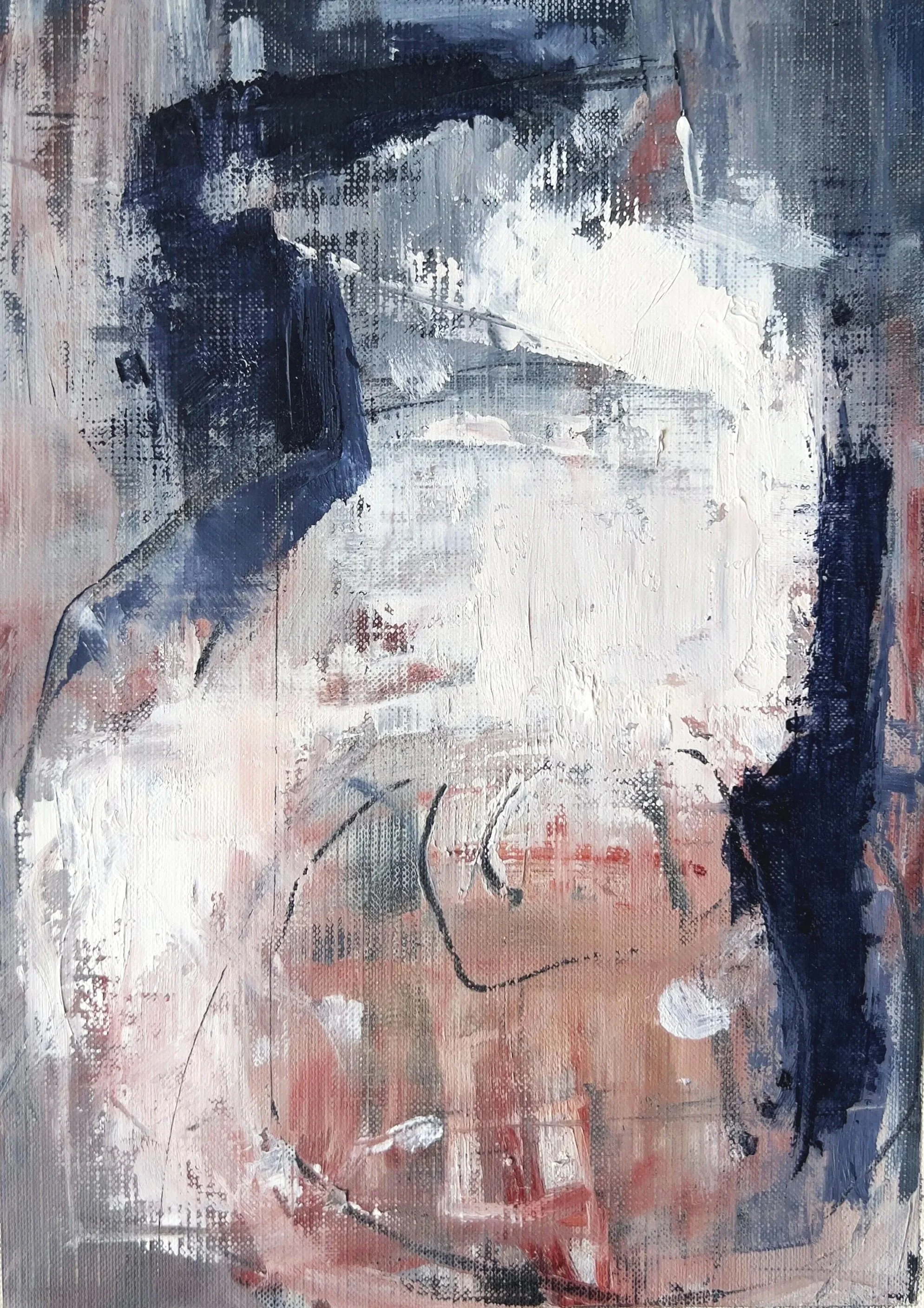 steady, 9" x 12", oil and pencil on canvas paper