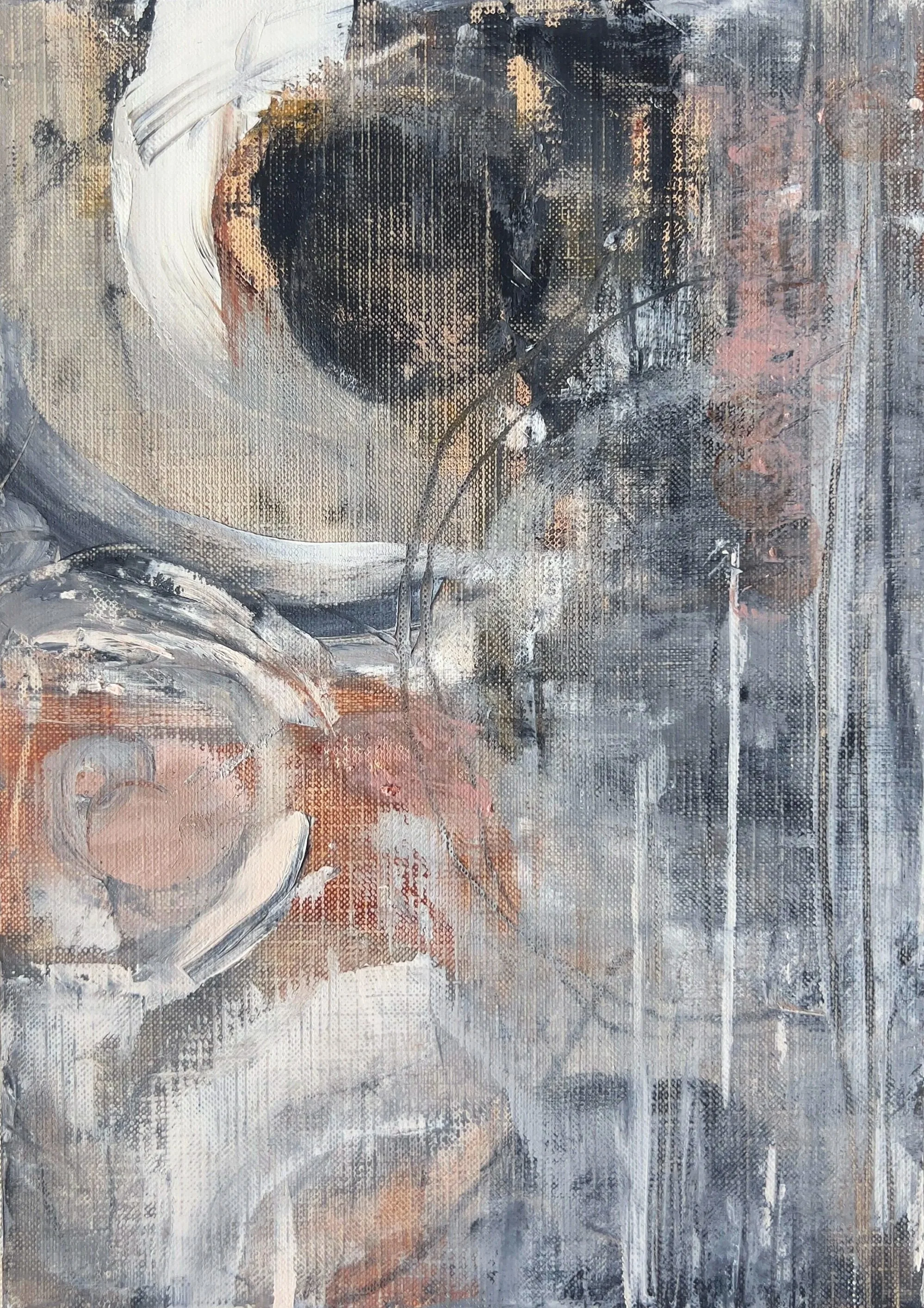 layers, 9 x 12 in, oil and pencil on canvas paper