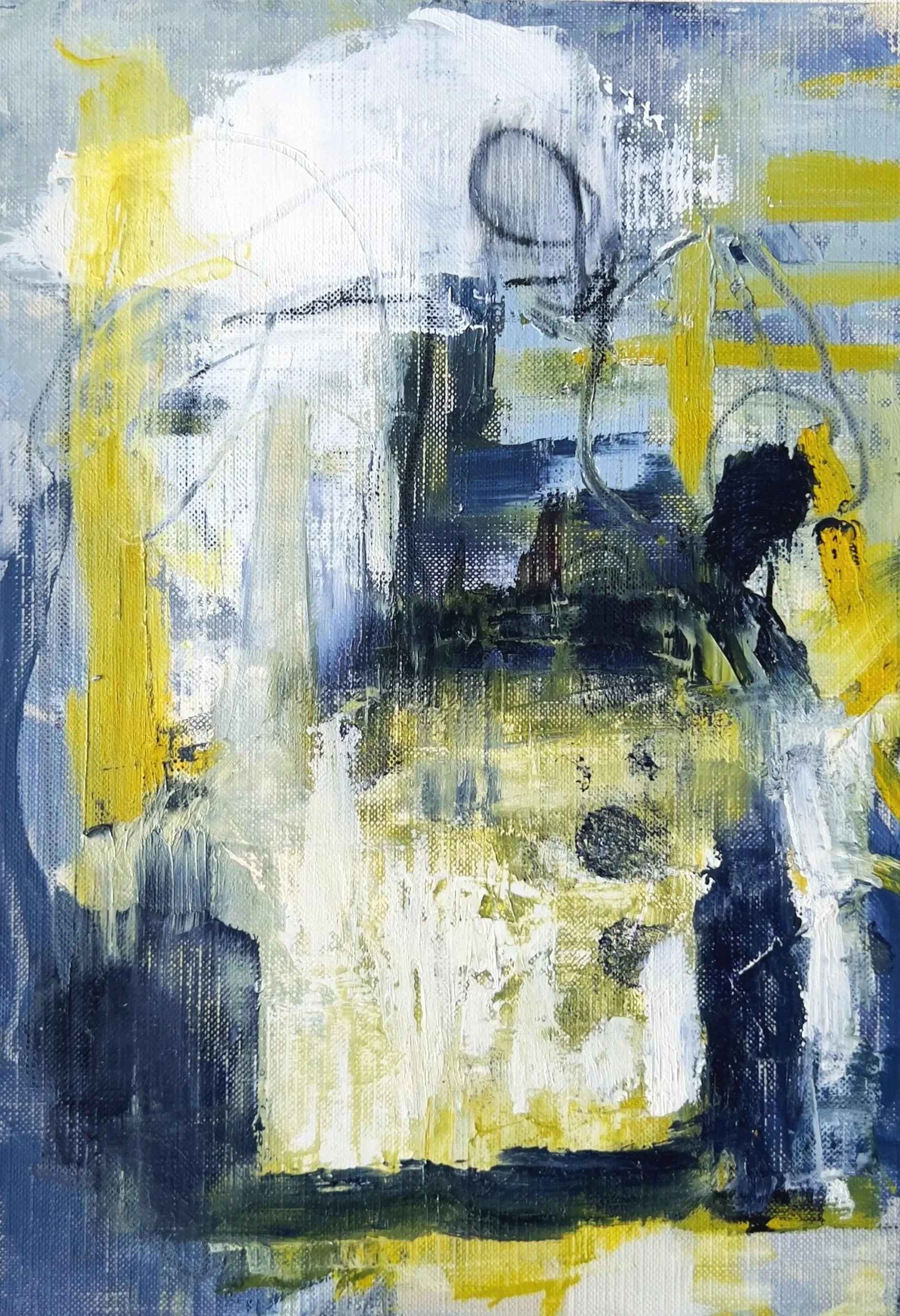 net, 9 x 12 in oil and pencil on canvas paper