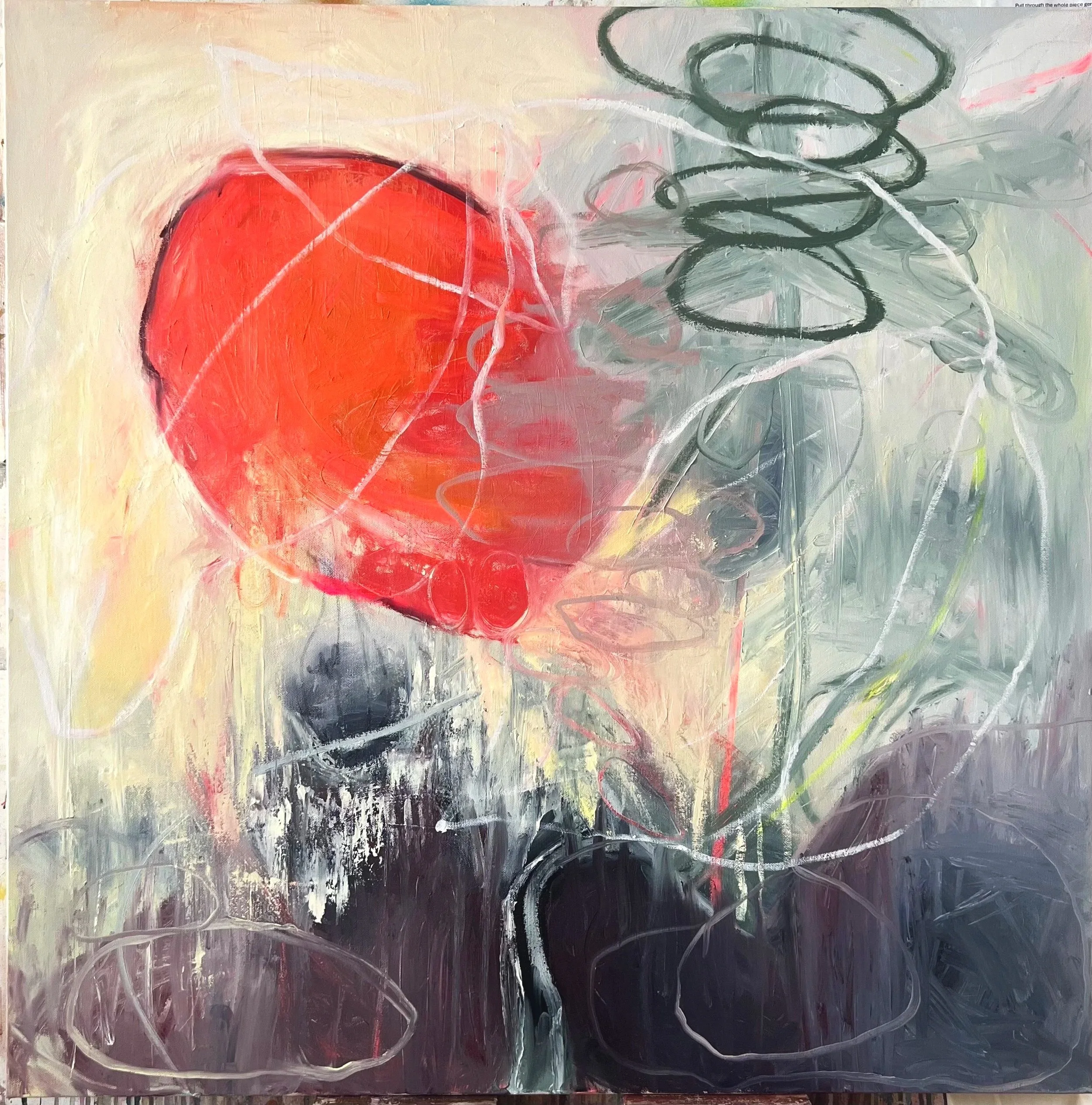 apparent structure I, 36 x 36 x 1.5 in, mixed media with oil